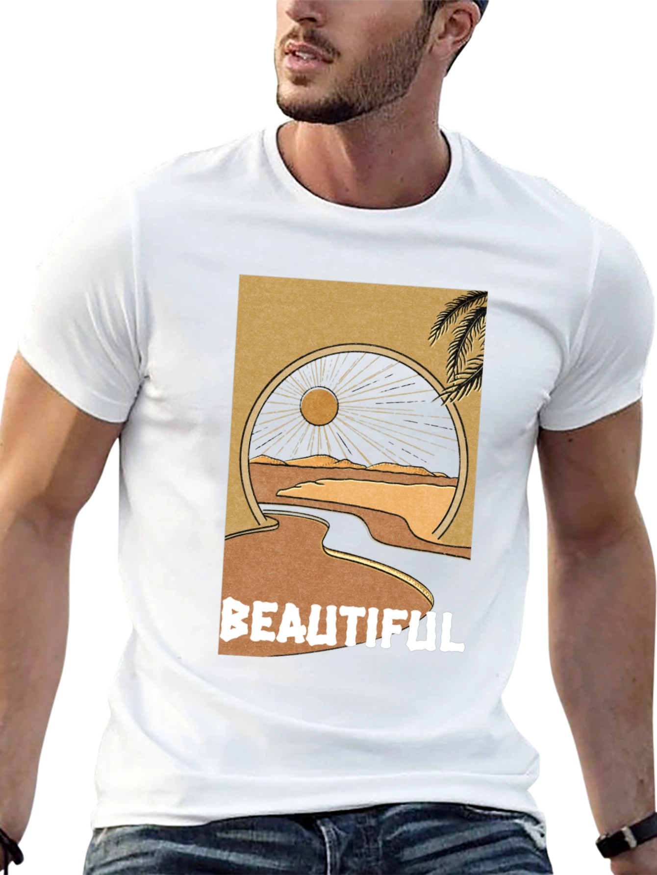 Black Beautiful Desert Graphic Tee - Men's Black T-Shirt view 13