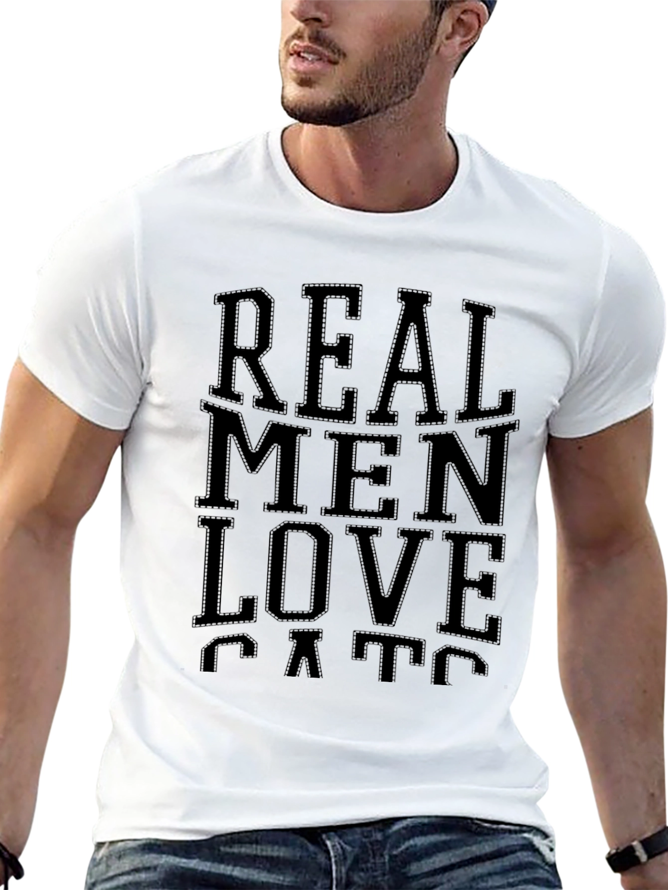 Black Real Men Love Cats T-Shirt - Menswear view 13