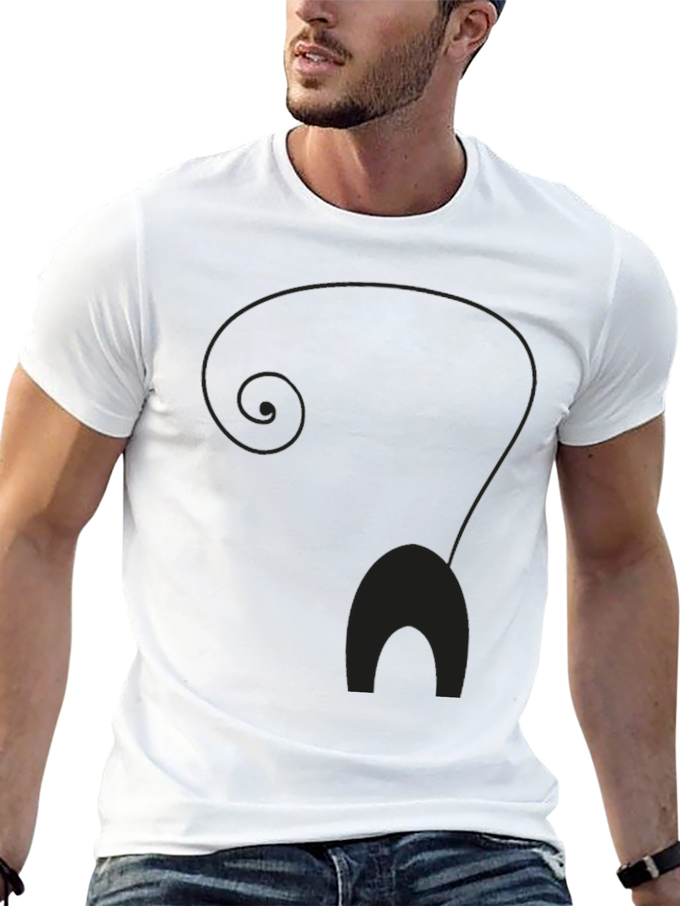 Black Men's Black Cat Silhouette Graphic T-Shirt view 13