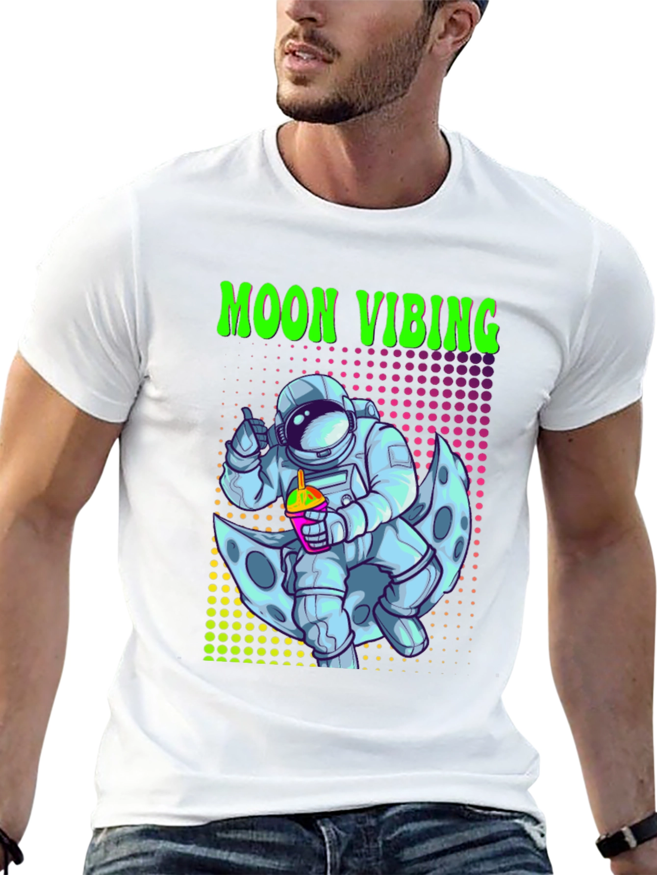 Black Moon Vibing Astronaut T-Shirt view 13
