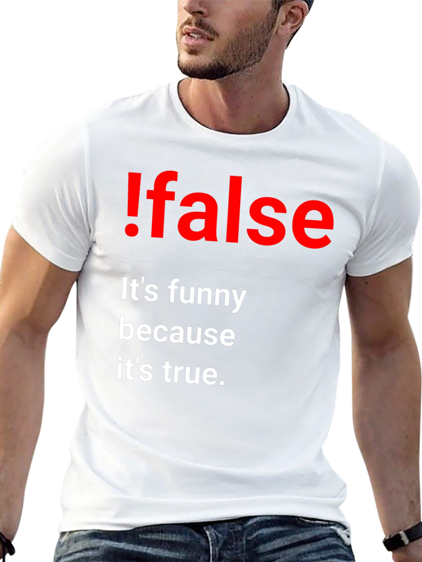 Black !False Funny Programming T-Shirt - It's True! view 13
