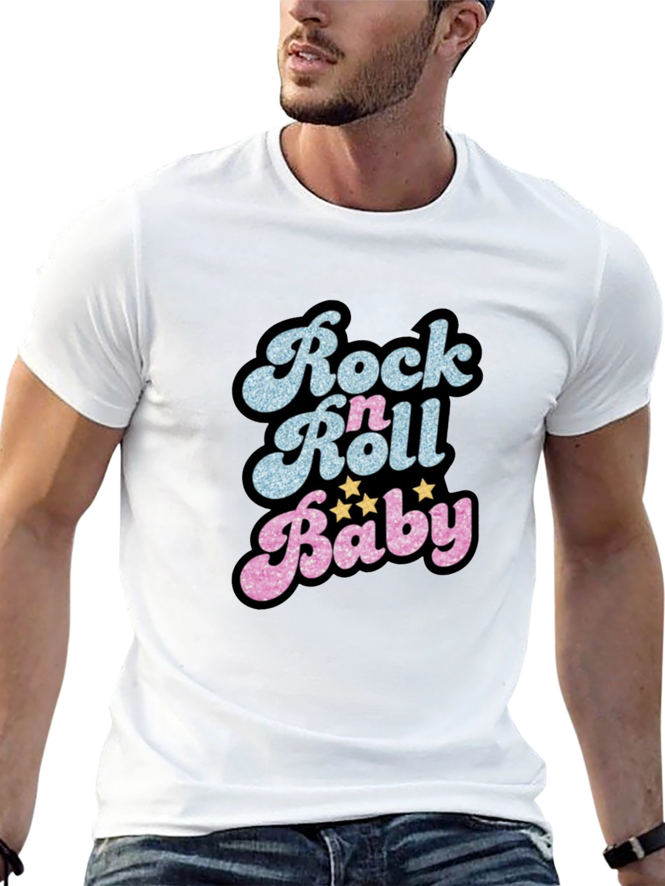 Black Rock n Roll Baby Graphic T-Shirt - Retro Style view 13