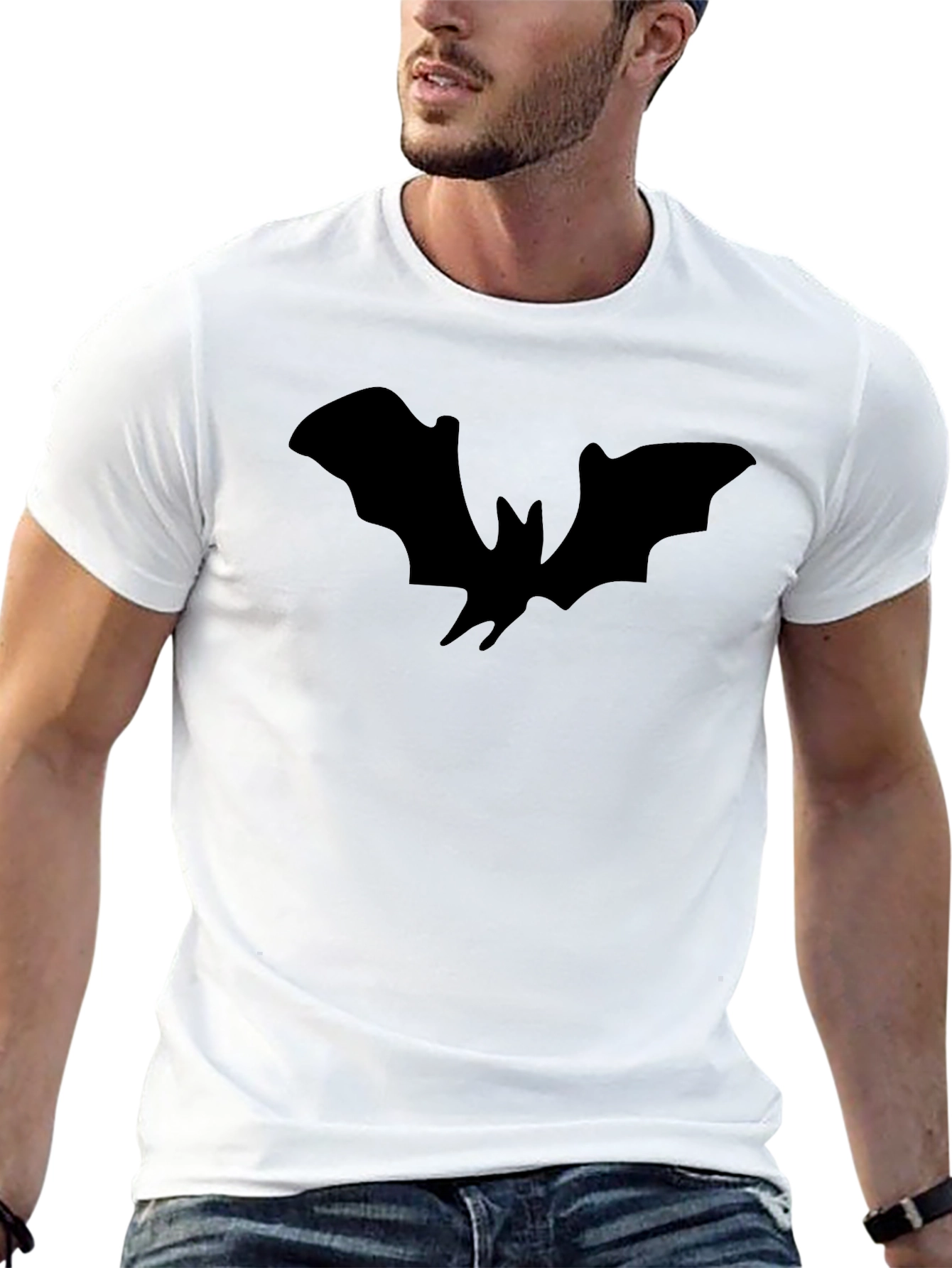 Black Bat Silhouette Black T-Shirt view 13