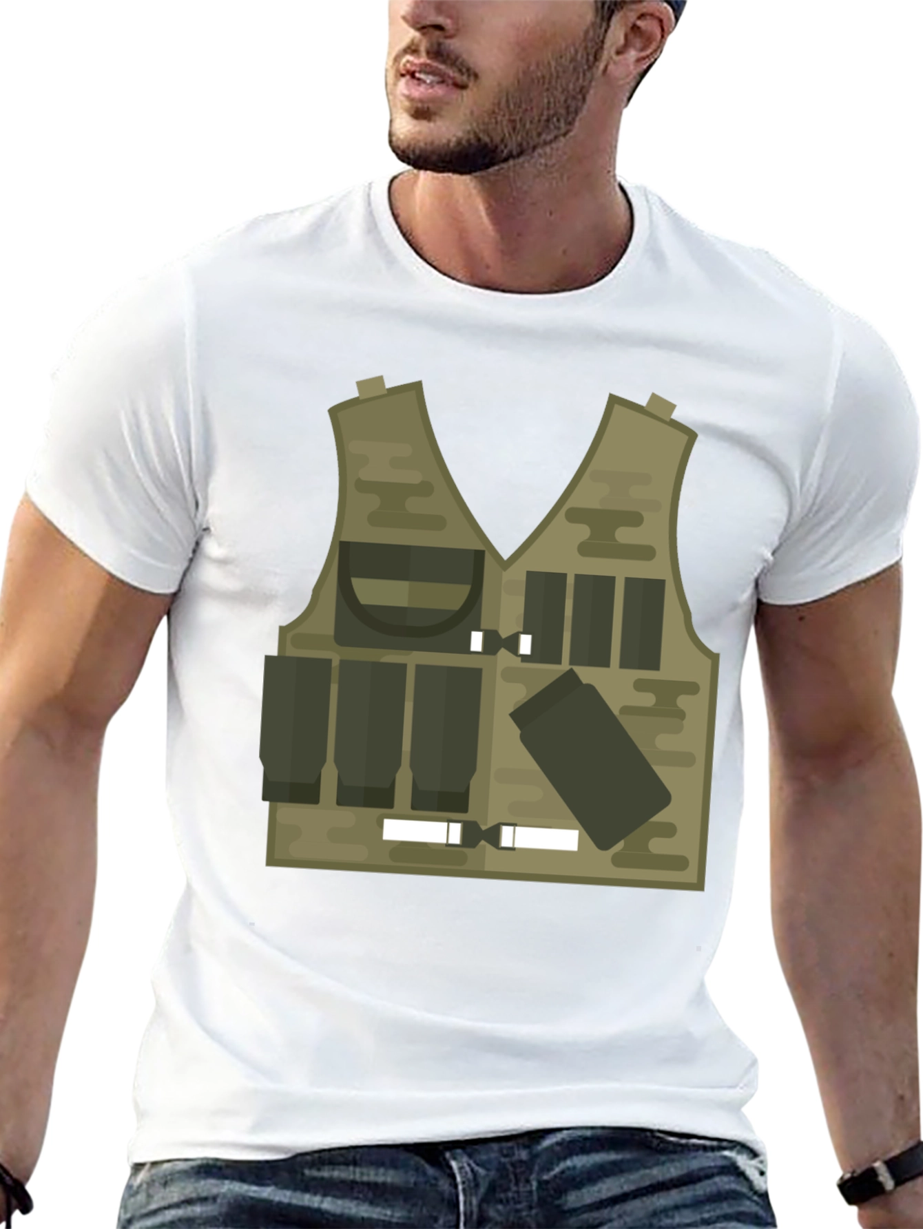 Black Tactical Vest Graphic Tee - Military Style view 13
