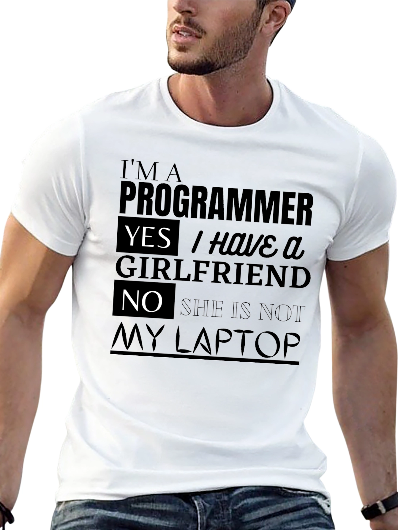 Black Funny Programmer T-Shirt: I Have a Girlfriend! view 13