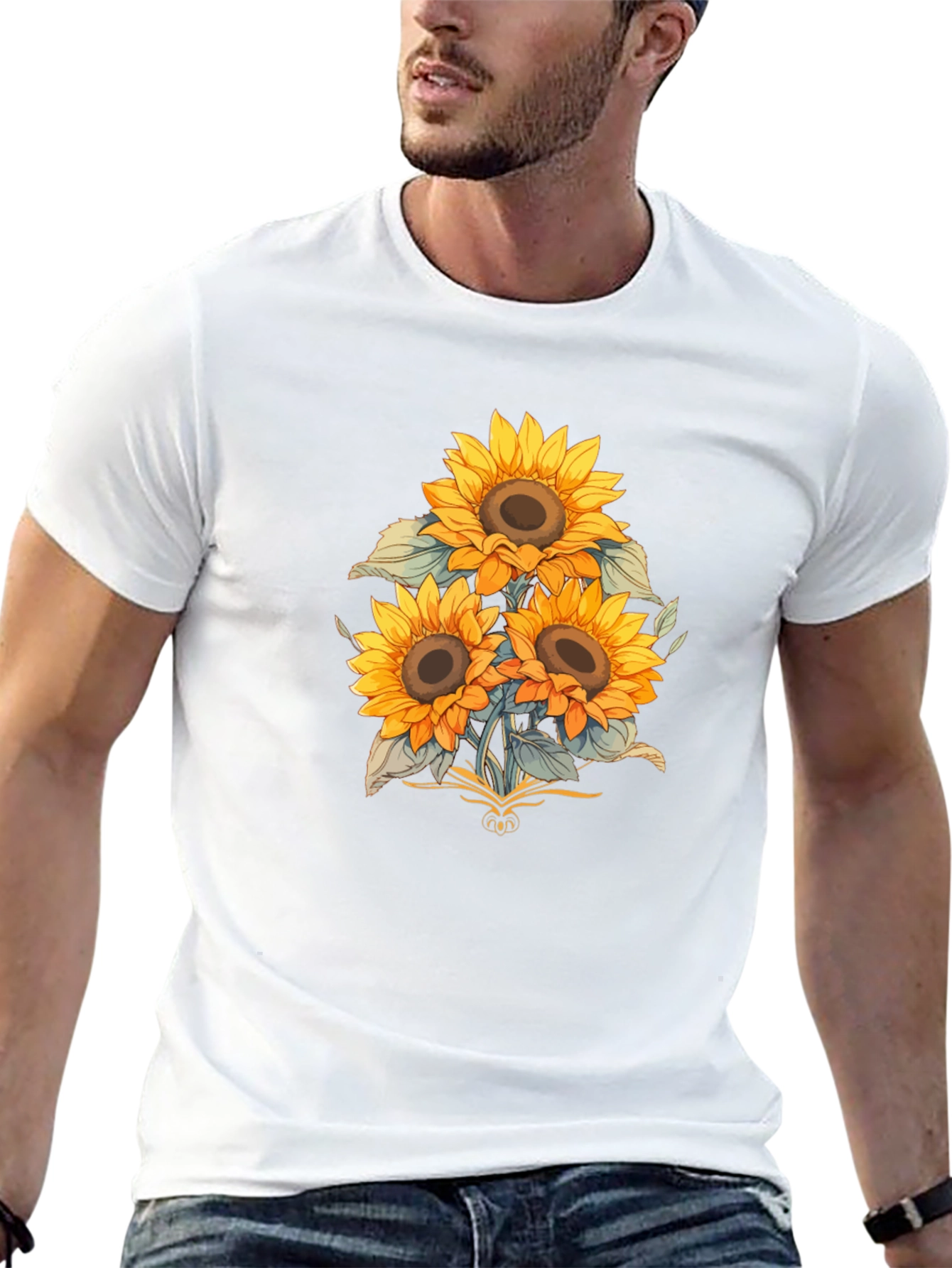 Black Sunflower Graphic Print Black T-Shirt view 13