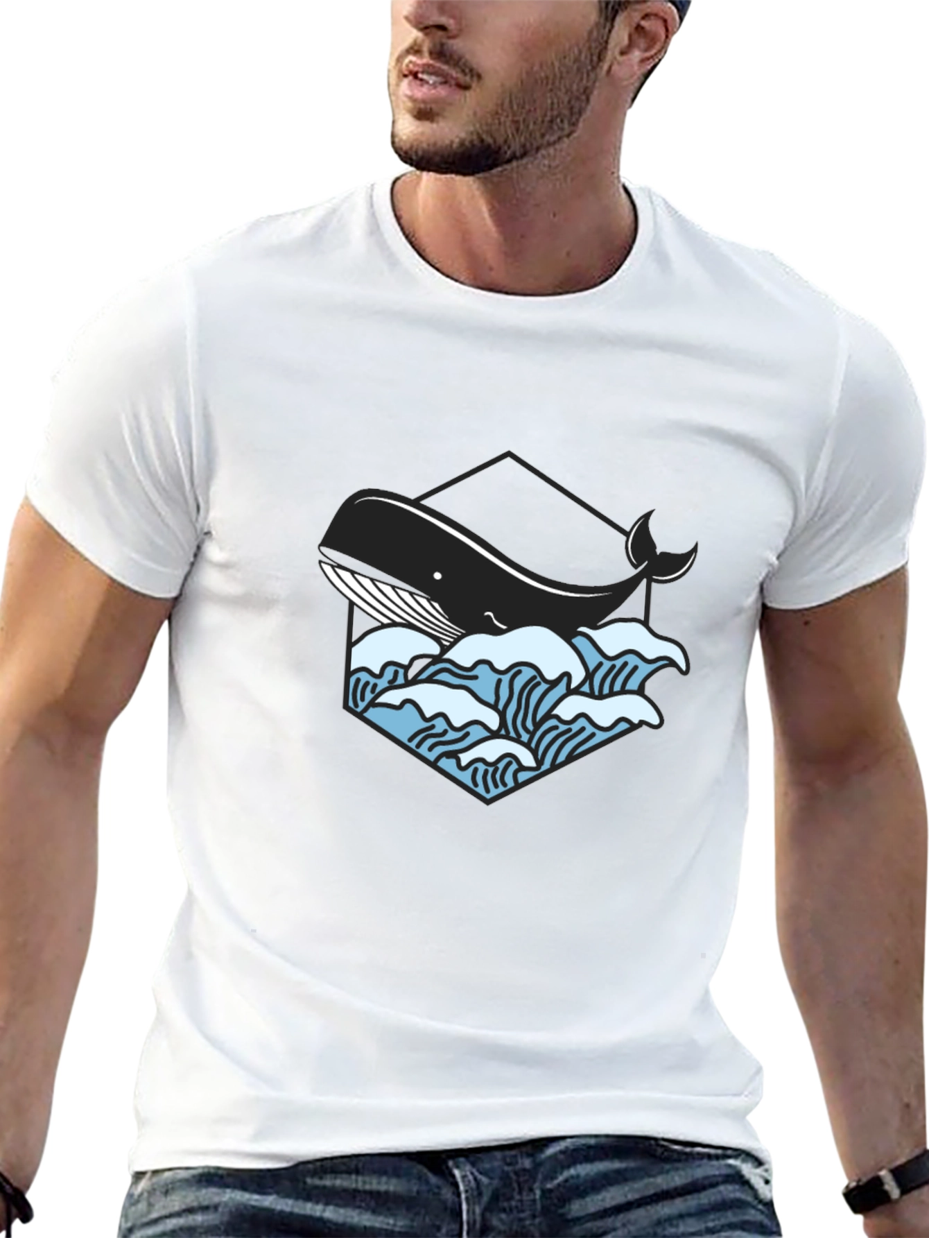 Black Whale Graphic Tee - Cool Ocean Design view 13