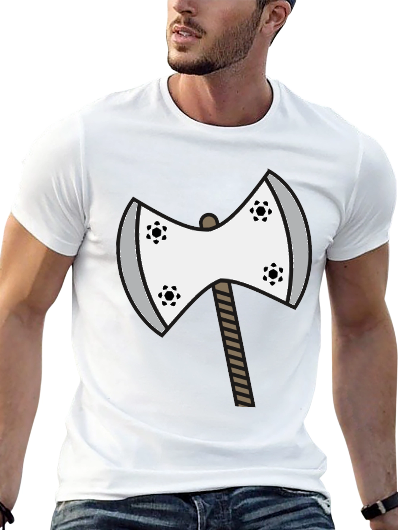 Black Axe Graphic Tee - Unique Cartoon Double Axe Design view 13
