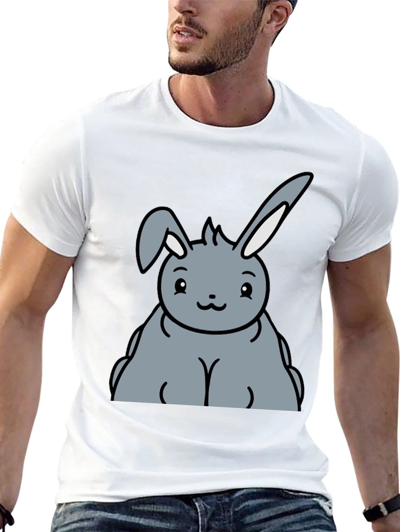 Black Cute Cartoon Bunny Graphic T-Shirt view 13