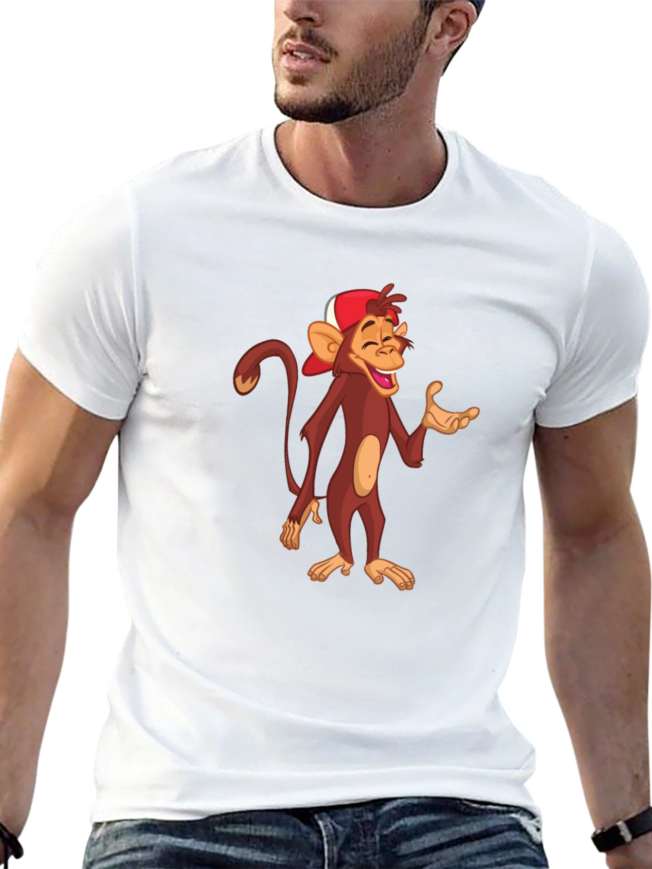 Black Cartoon Monkey Graphic T-Shirt - Casual Black Tee view 13