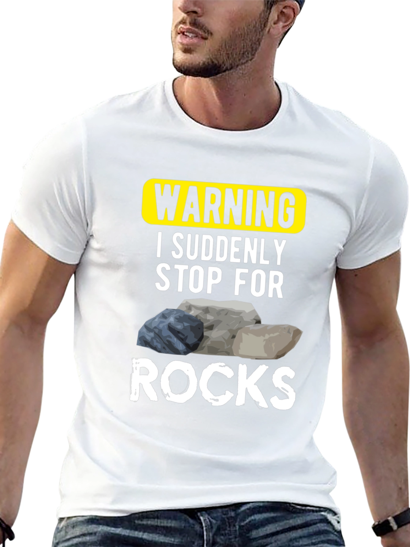 Black Warning: I Suddenly Stop For Rocks - Novelty T-Shirt view 13