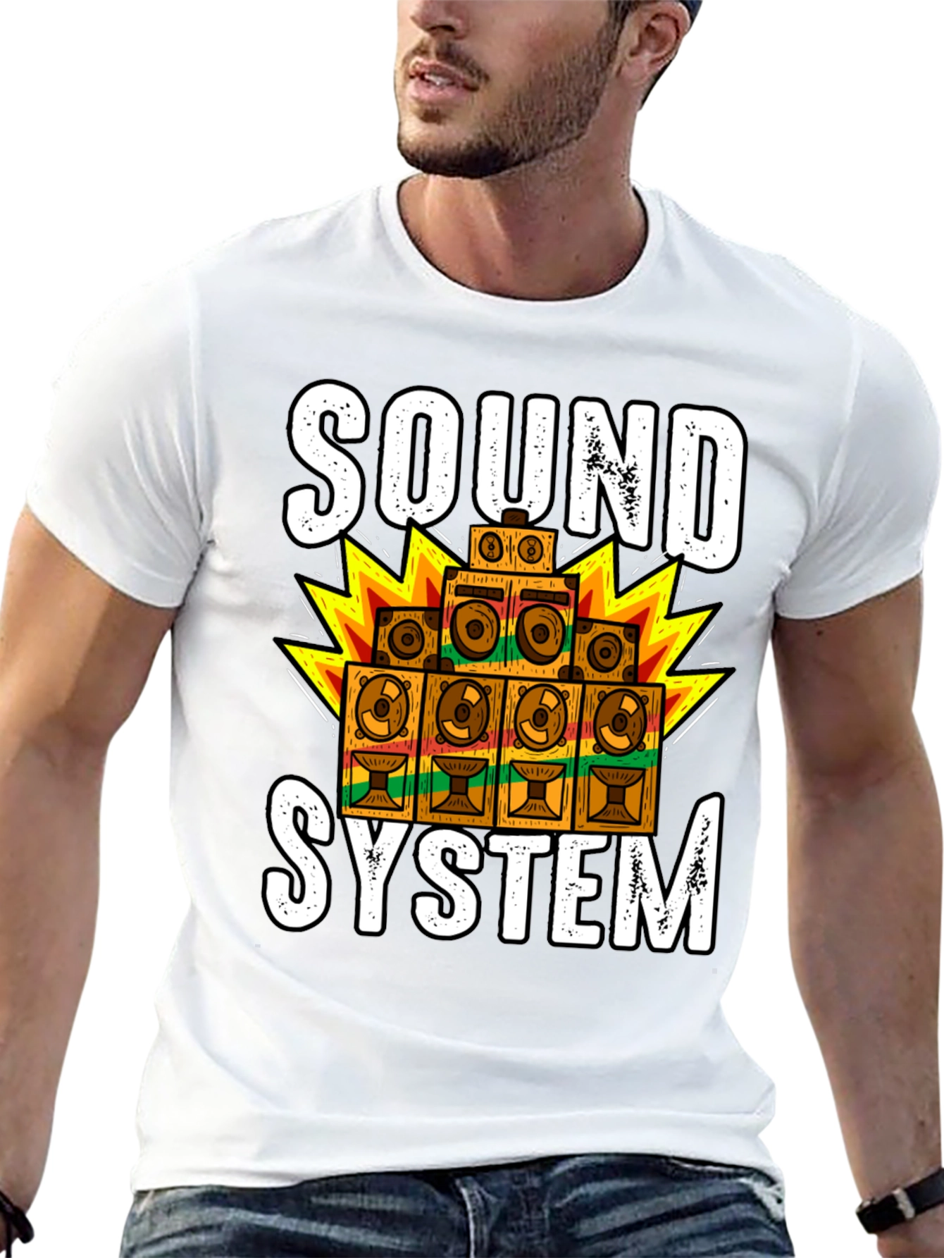 Black Sound System Graphic Tee - Reggae Music Lover Shirt view 13