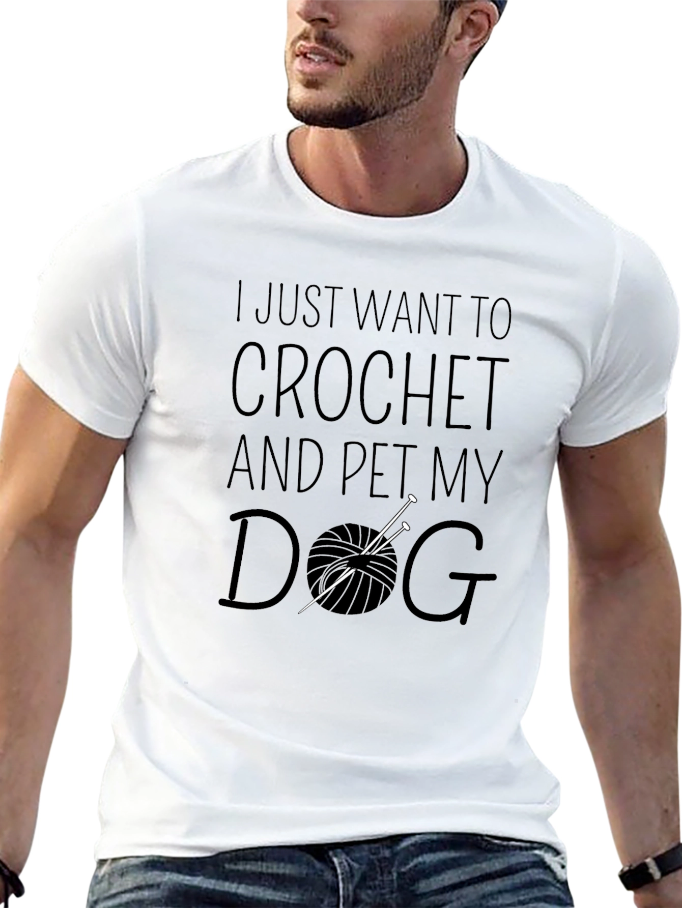 Black Crochet and Dog Lover Black T-Shirt view 13