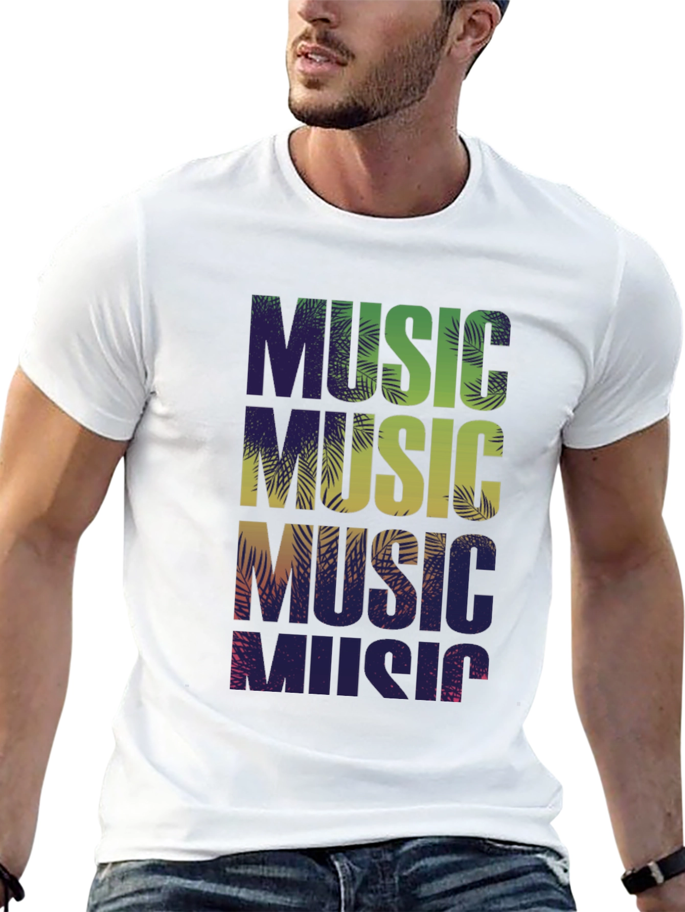 Black Tropical Music Vibes Graphic Tee view 13