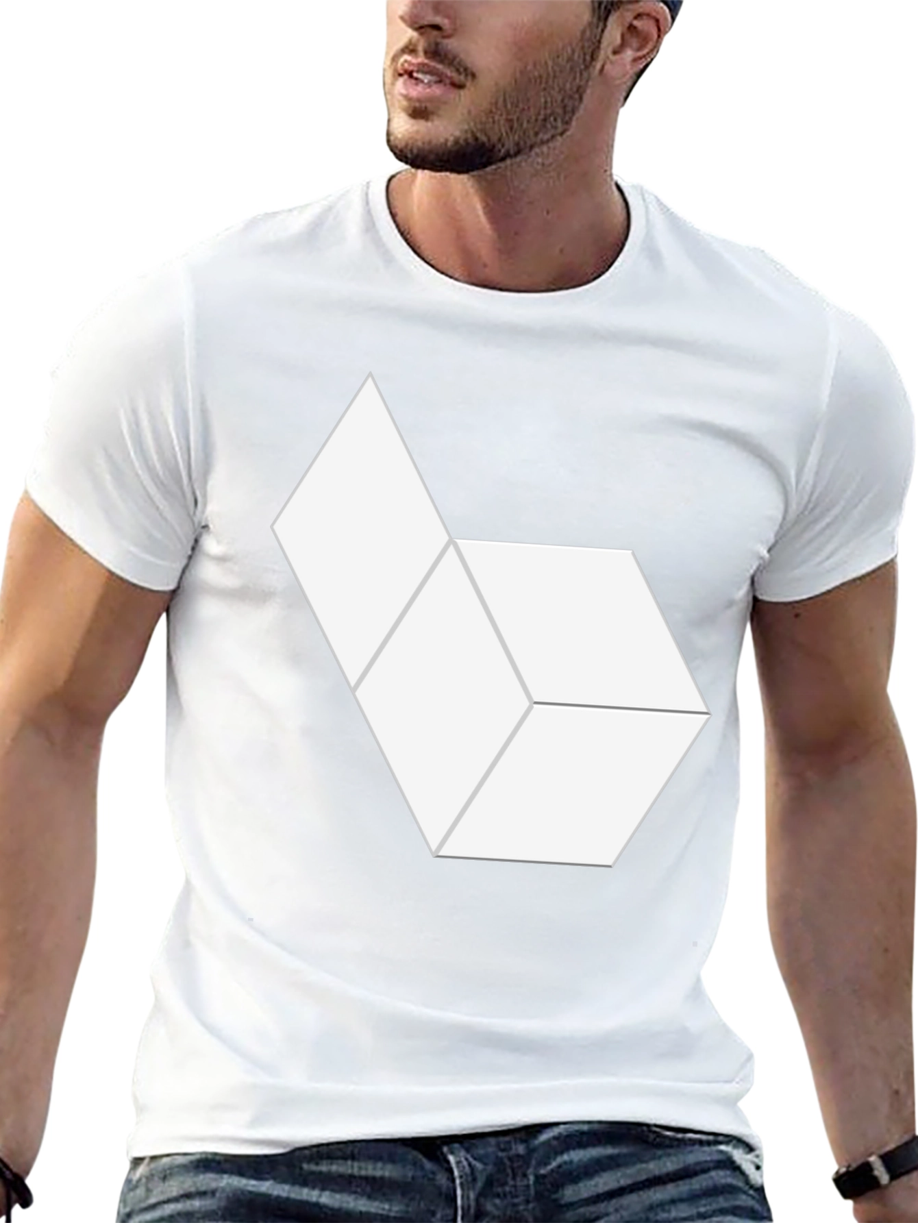 Black Abstract Hexagon Graphic Tee - Modern Minimalist Design view 13