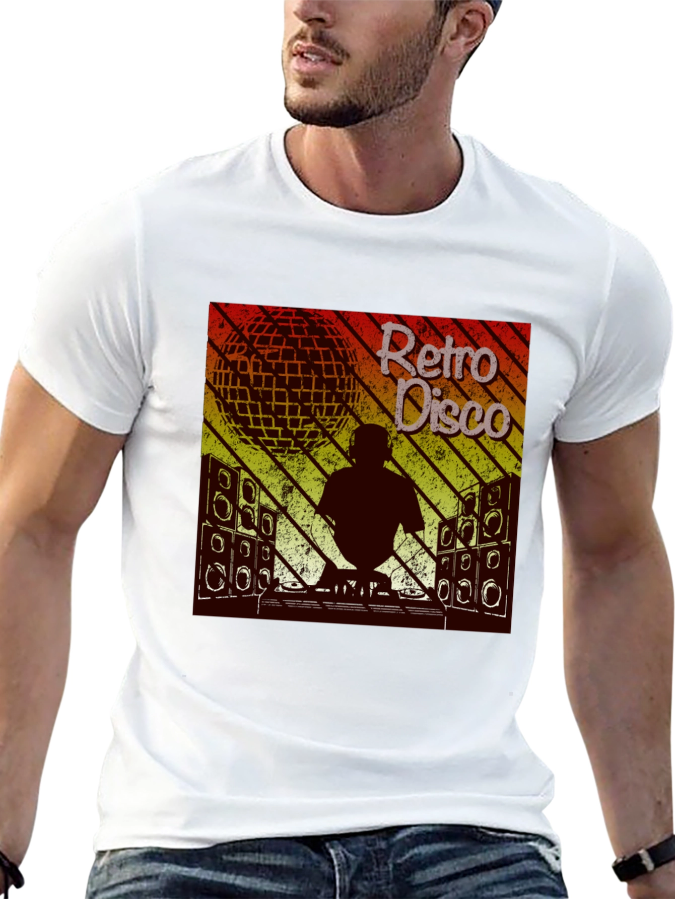 Black Retro Disco DJ Graphic T-Shirt view 13