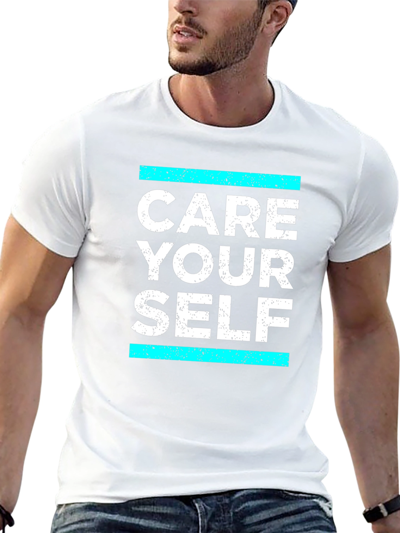 Black Care Your Self T-Shirt - Black Graphic Tee view 13