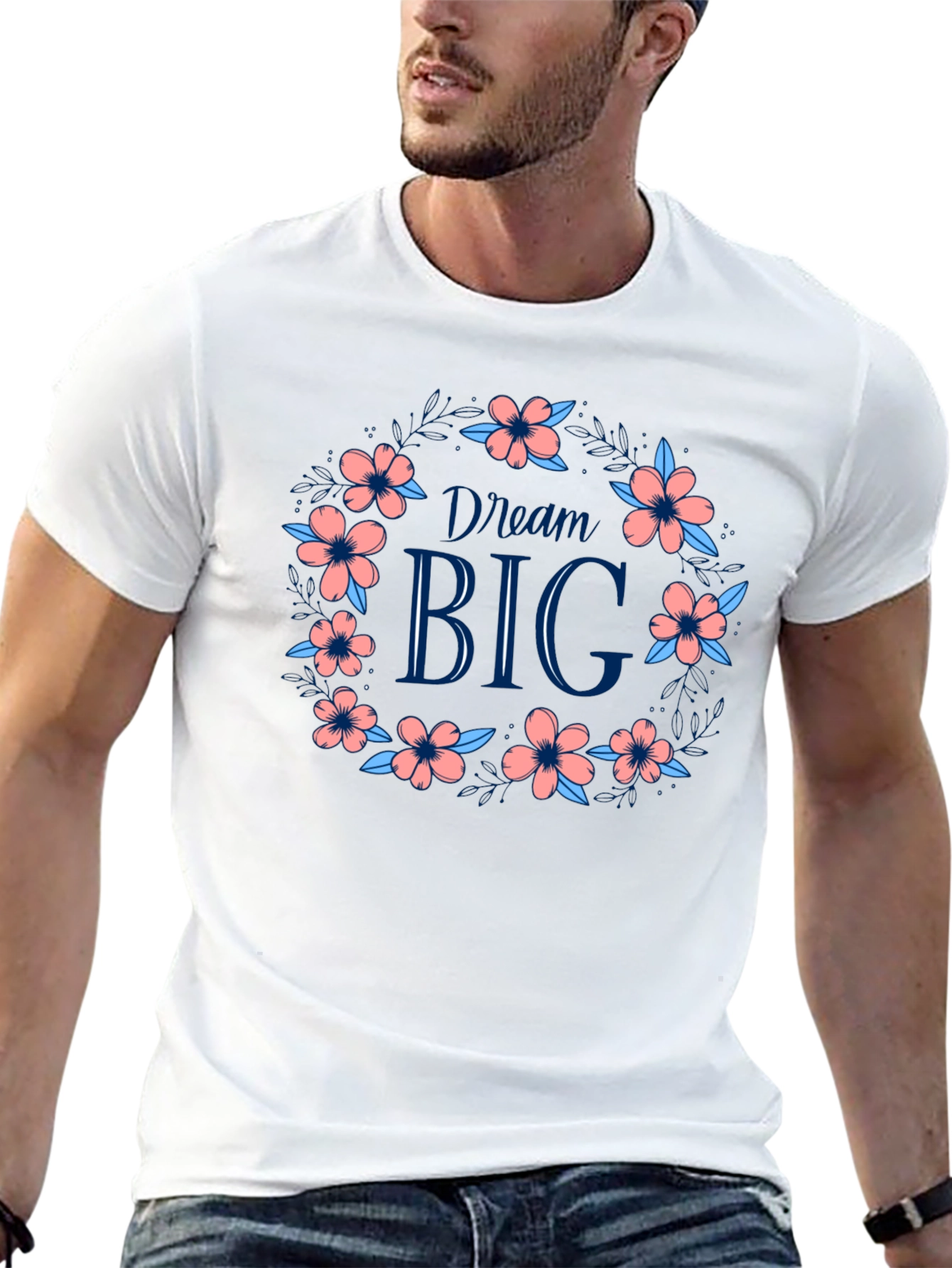 Black Dream Big Floral Wreath Graphic Tee - Black view 13