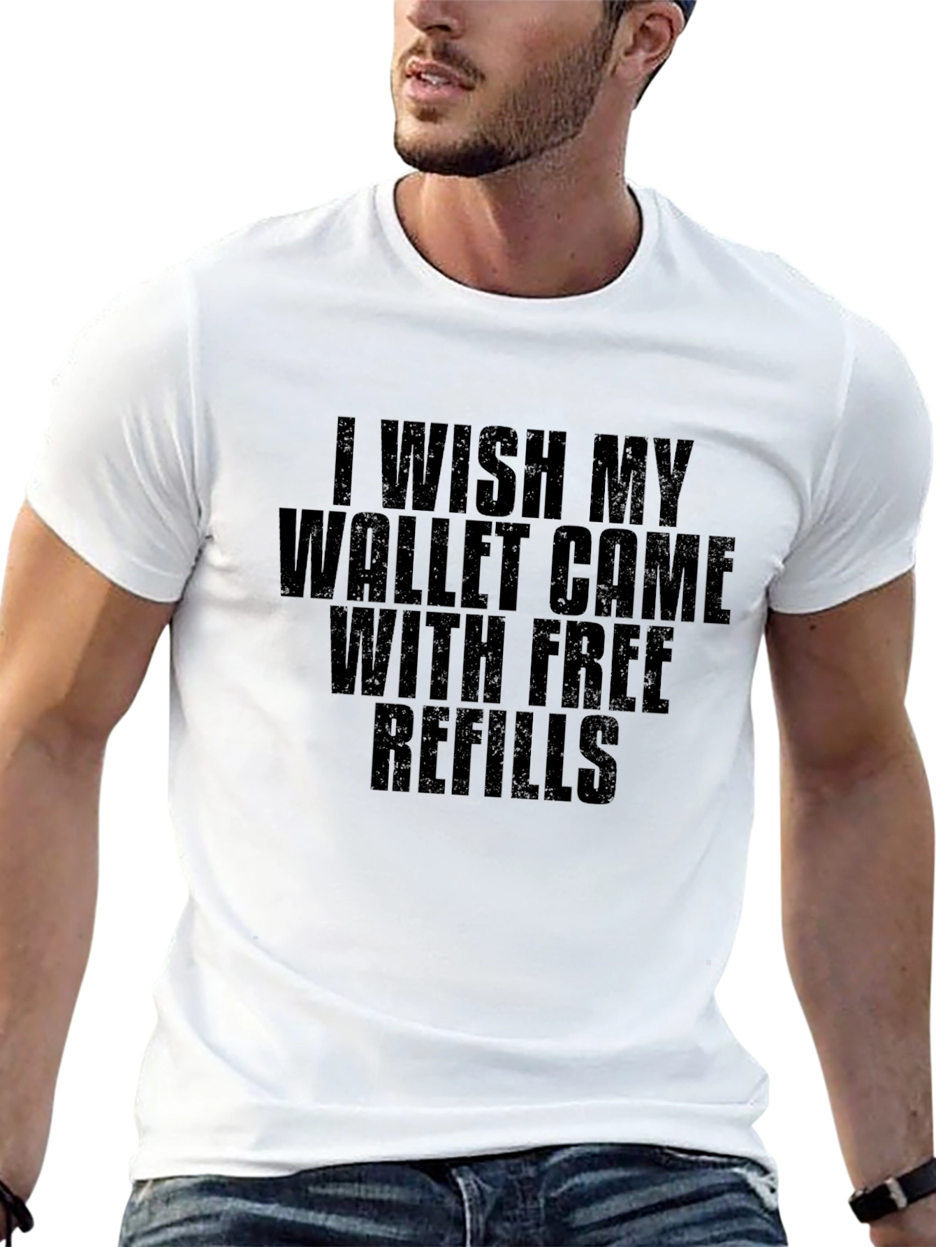 Black Wish My Wallet Came With Free Refills T-Shirt view 13