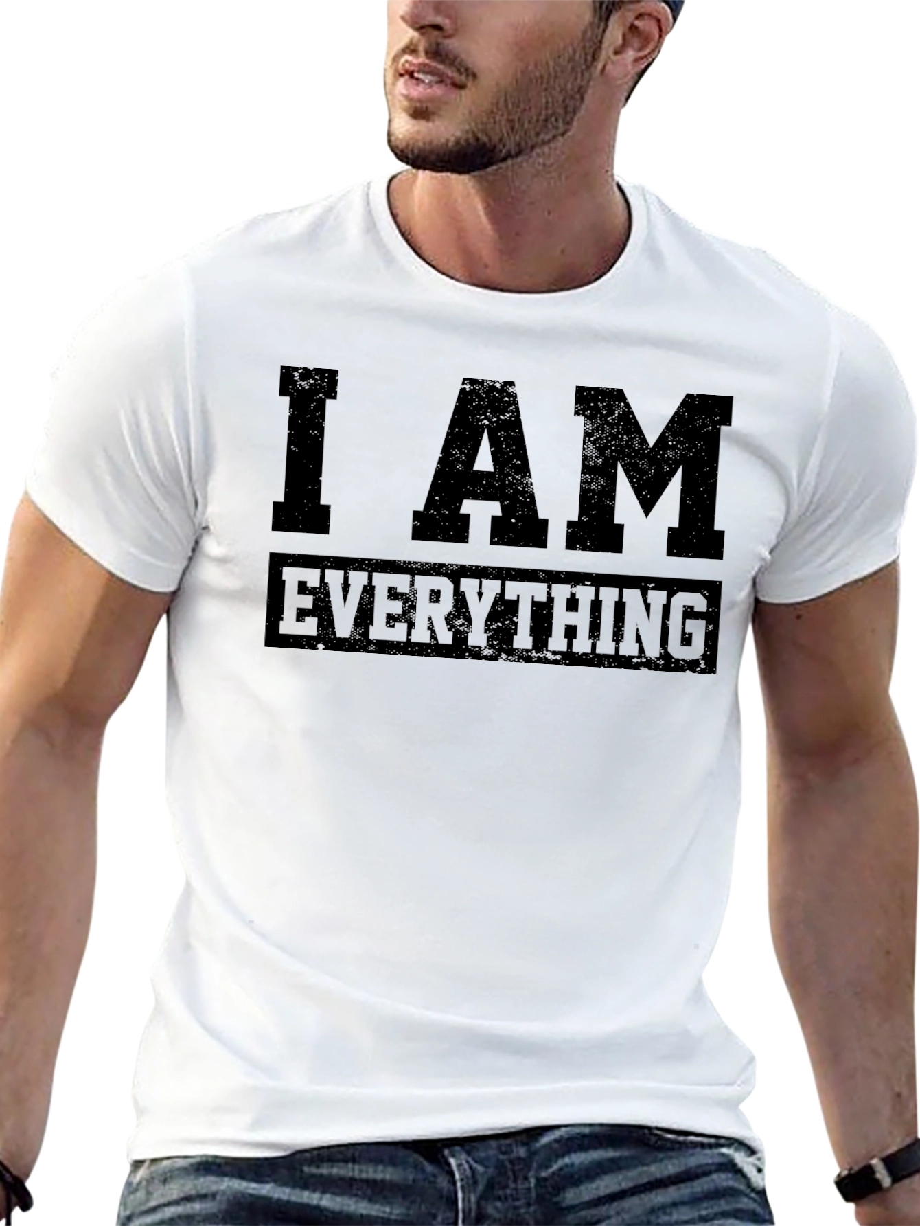 Black I Am Everything Men's Black Graphic Tee view 13
