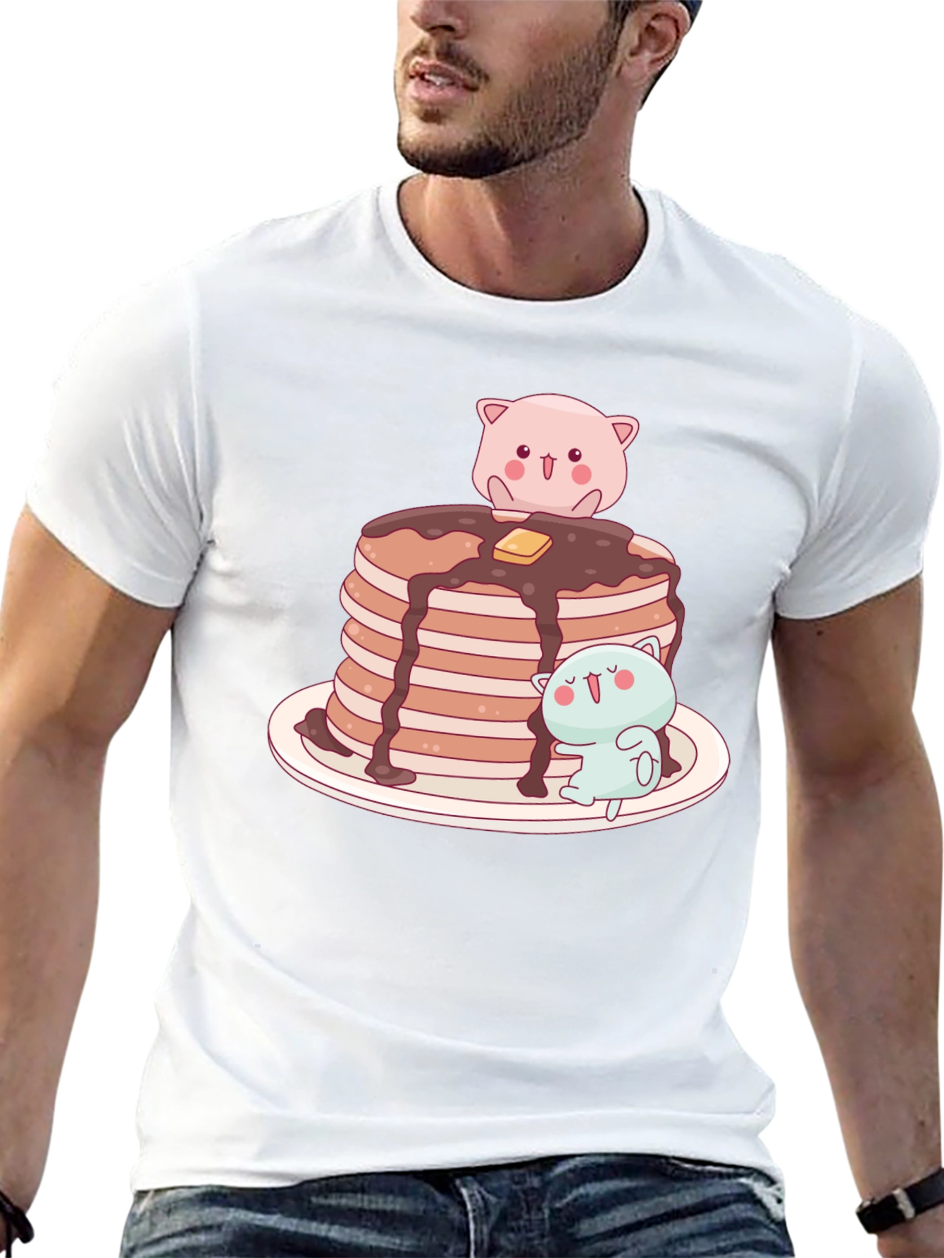 Black Pancake Stack Kawaii T-Shirt view 13