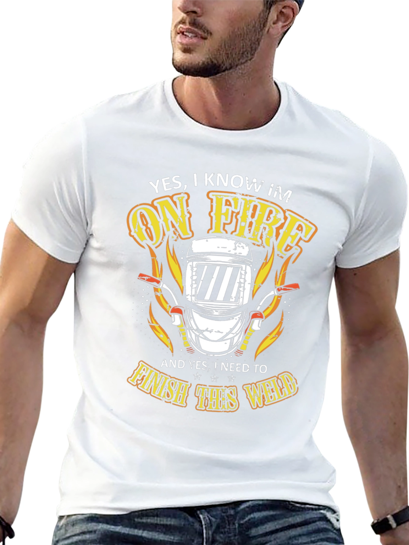 Black Welder On Fire T-Shirt - Finish the Weld view 13