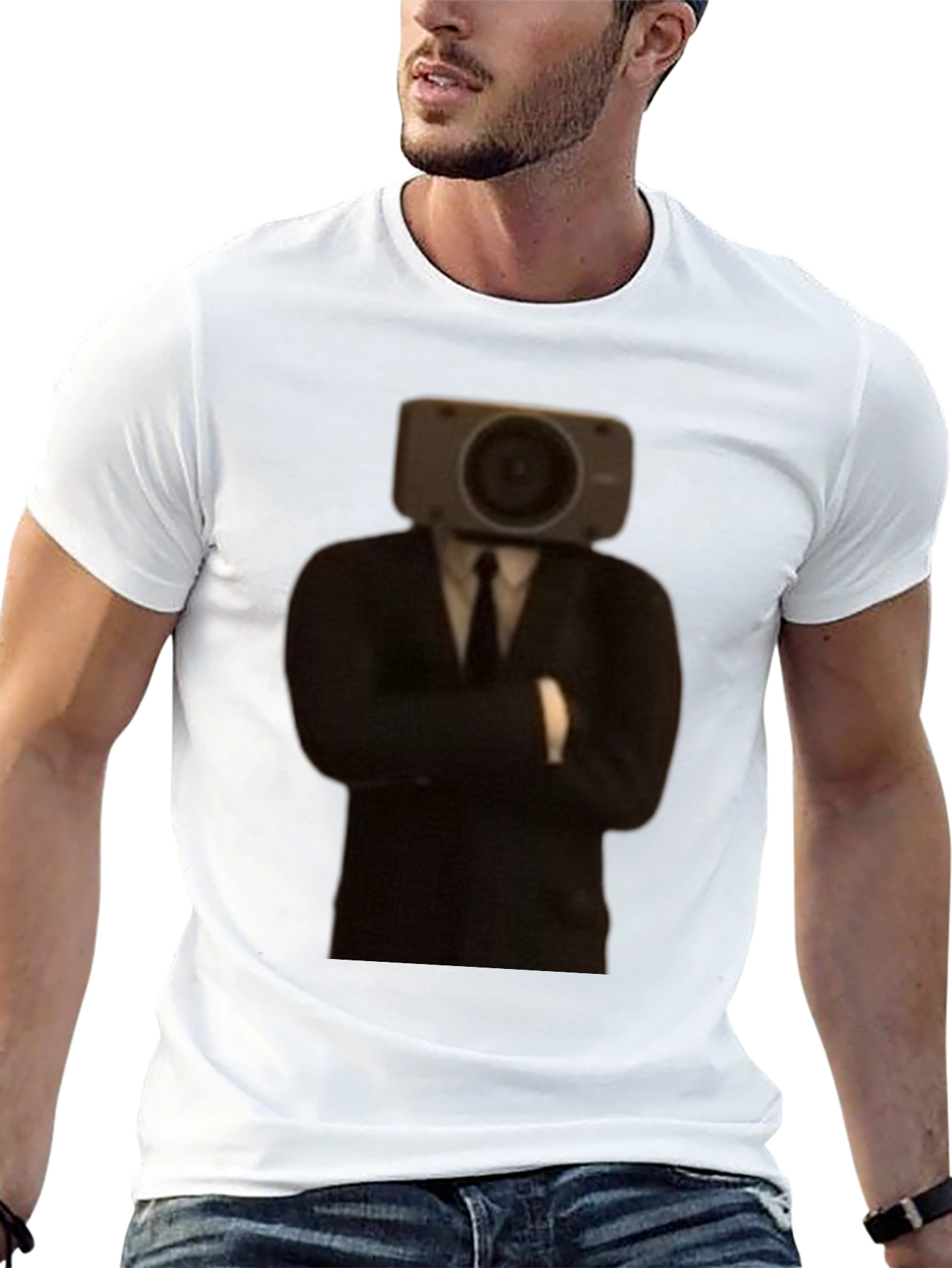 Black Camera Head Suit T-Shirt view 13