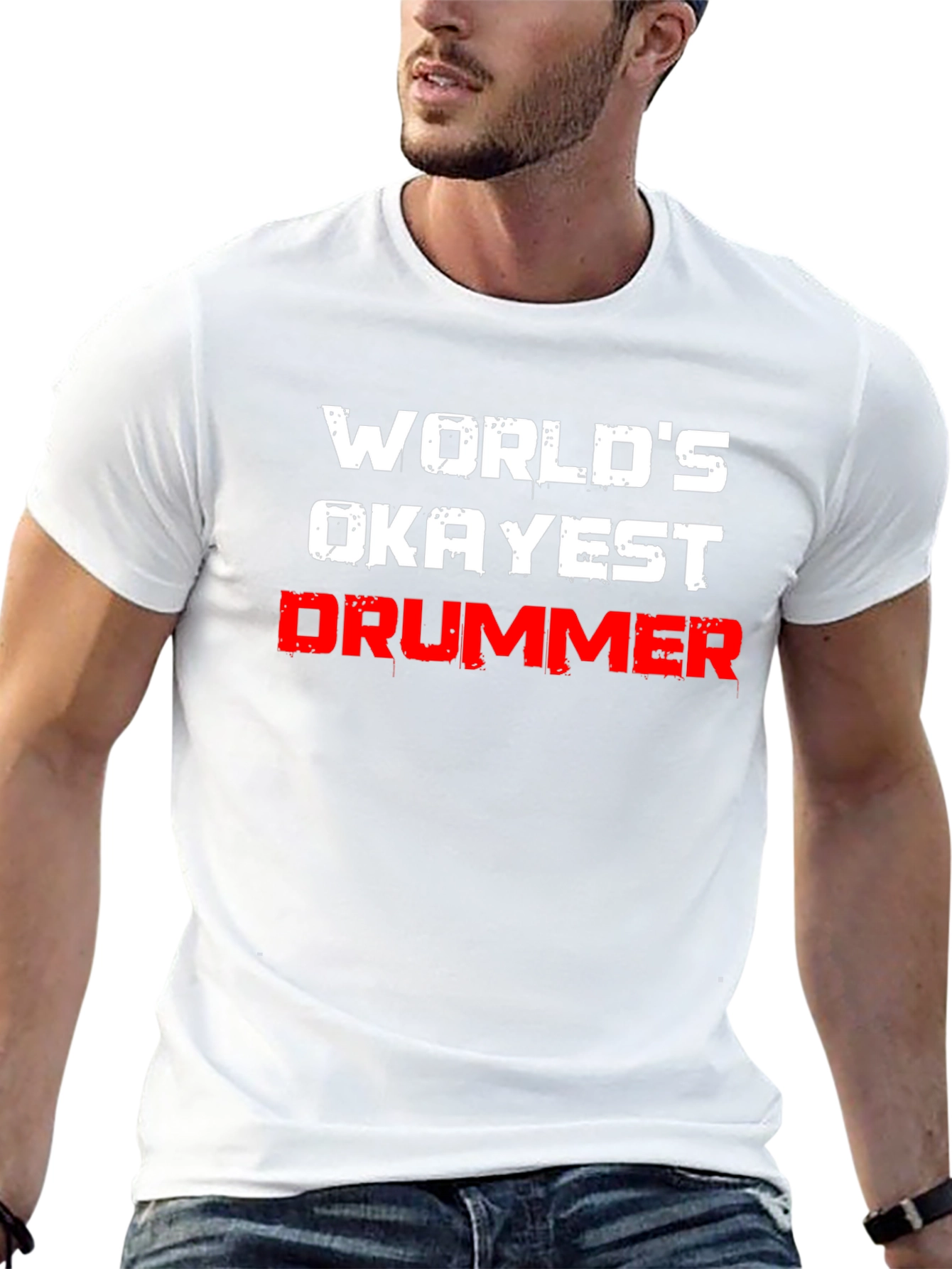 Black World's Okayest Drummer T-Shirt - Black view 13