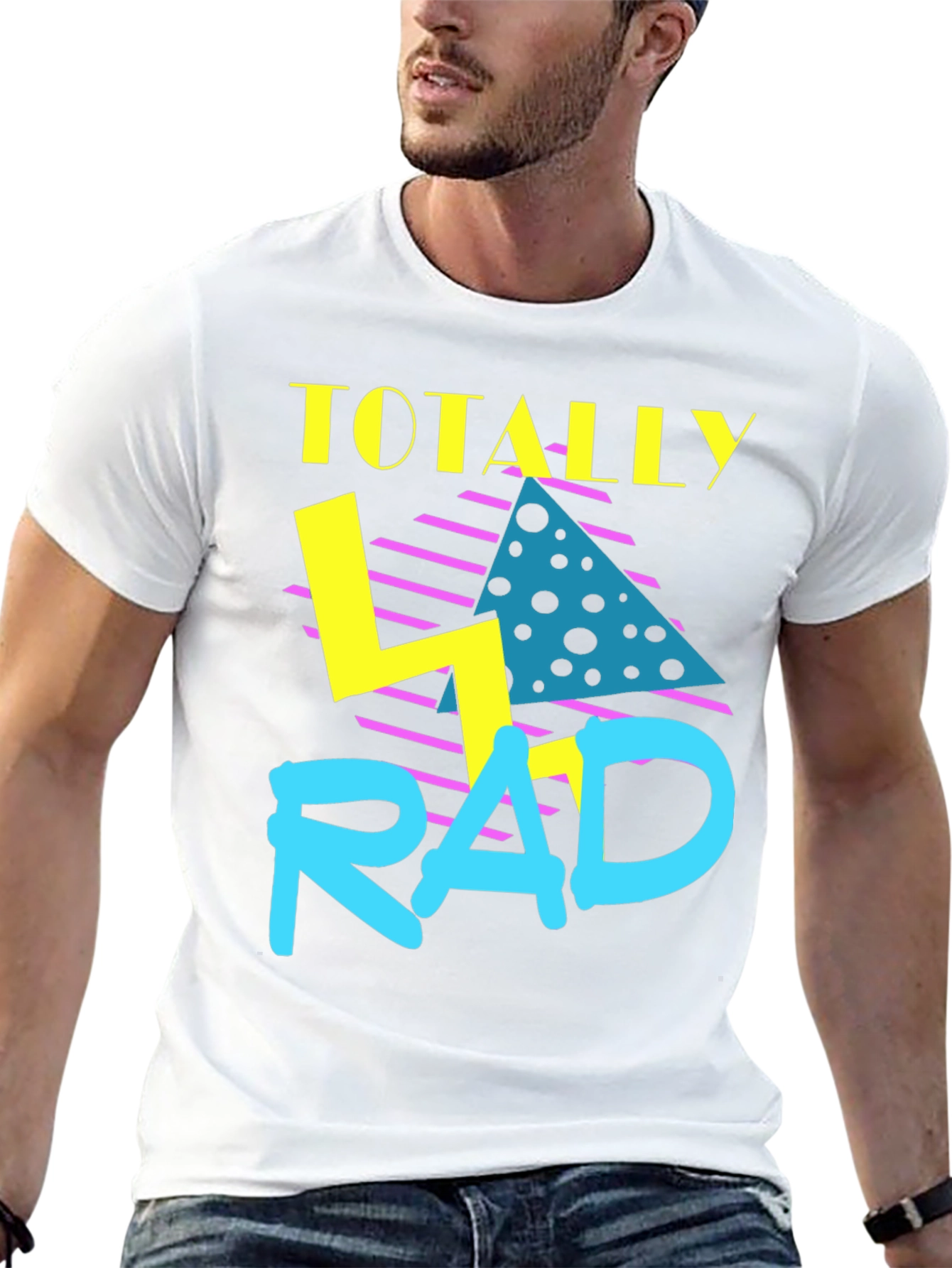 Black Totally Rad Retro Graphic Tee - 80s Throwback T-Shirt view 13