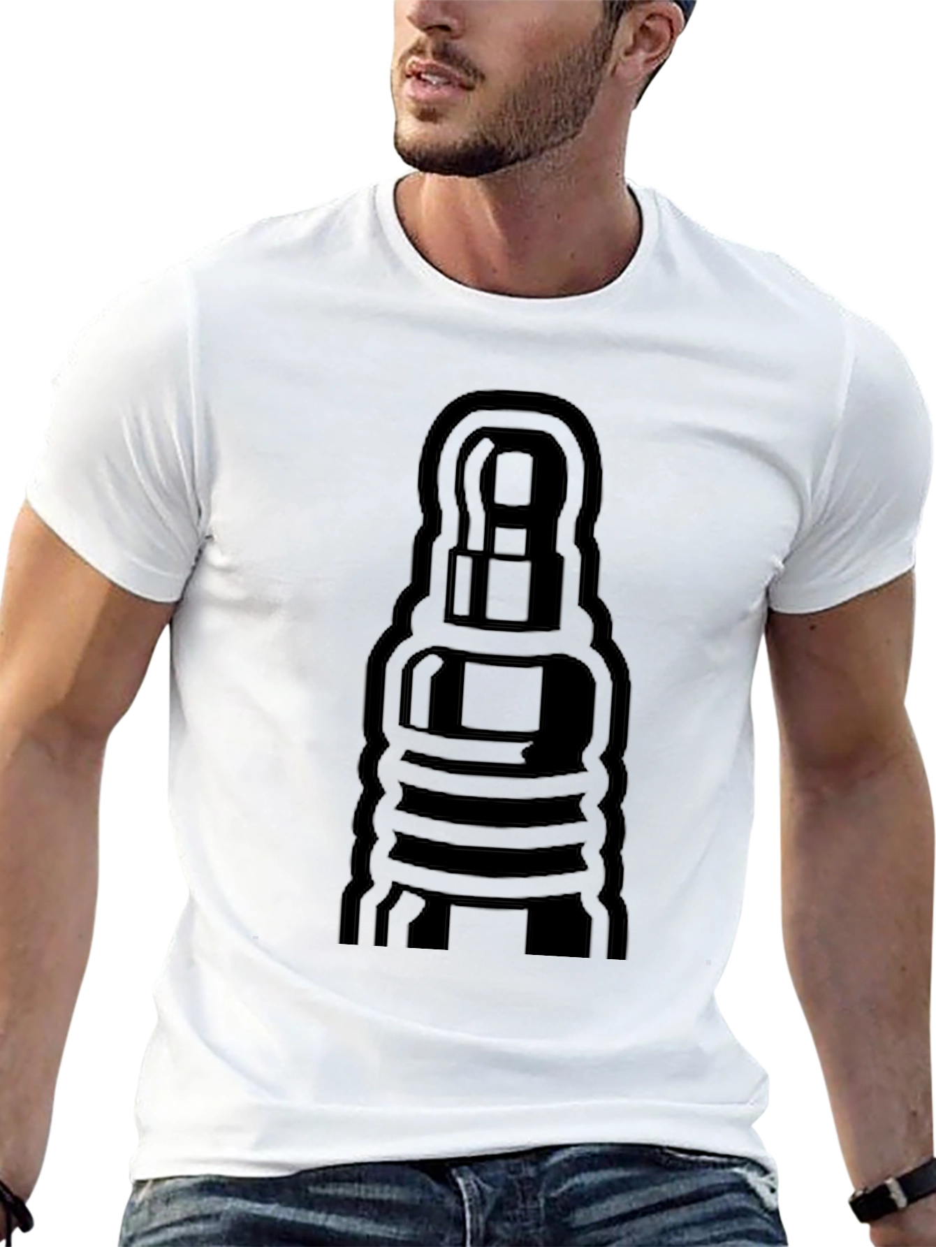 Black Men's Black Graphic Tee - Abstract Design view 13