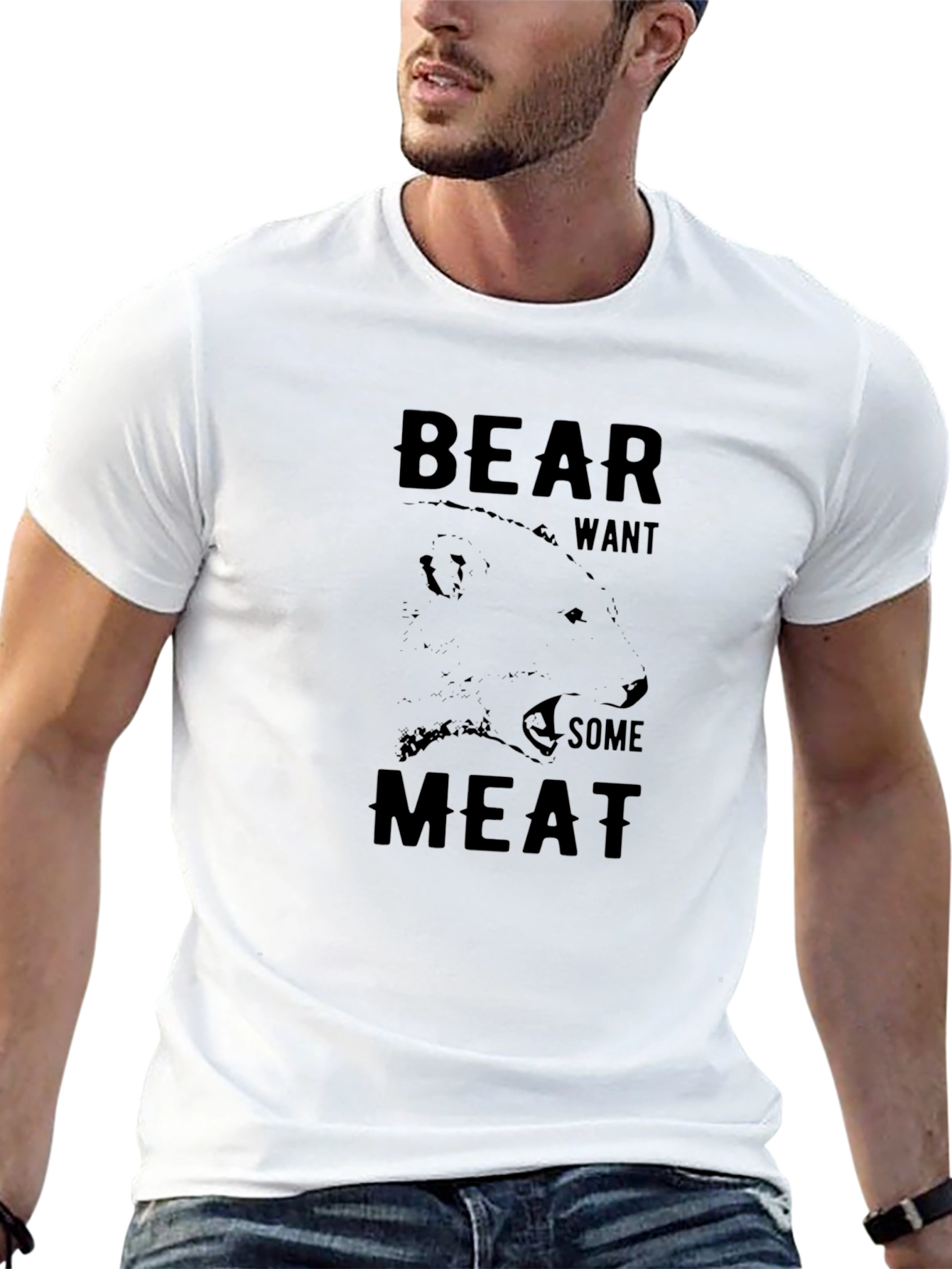 Black Bear Want Some Meat Graphic T-Shirt view 13