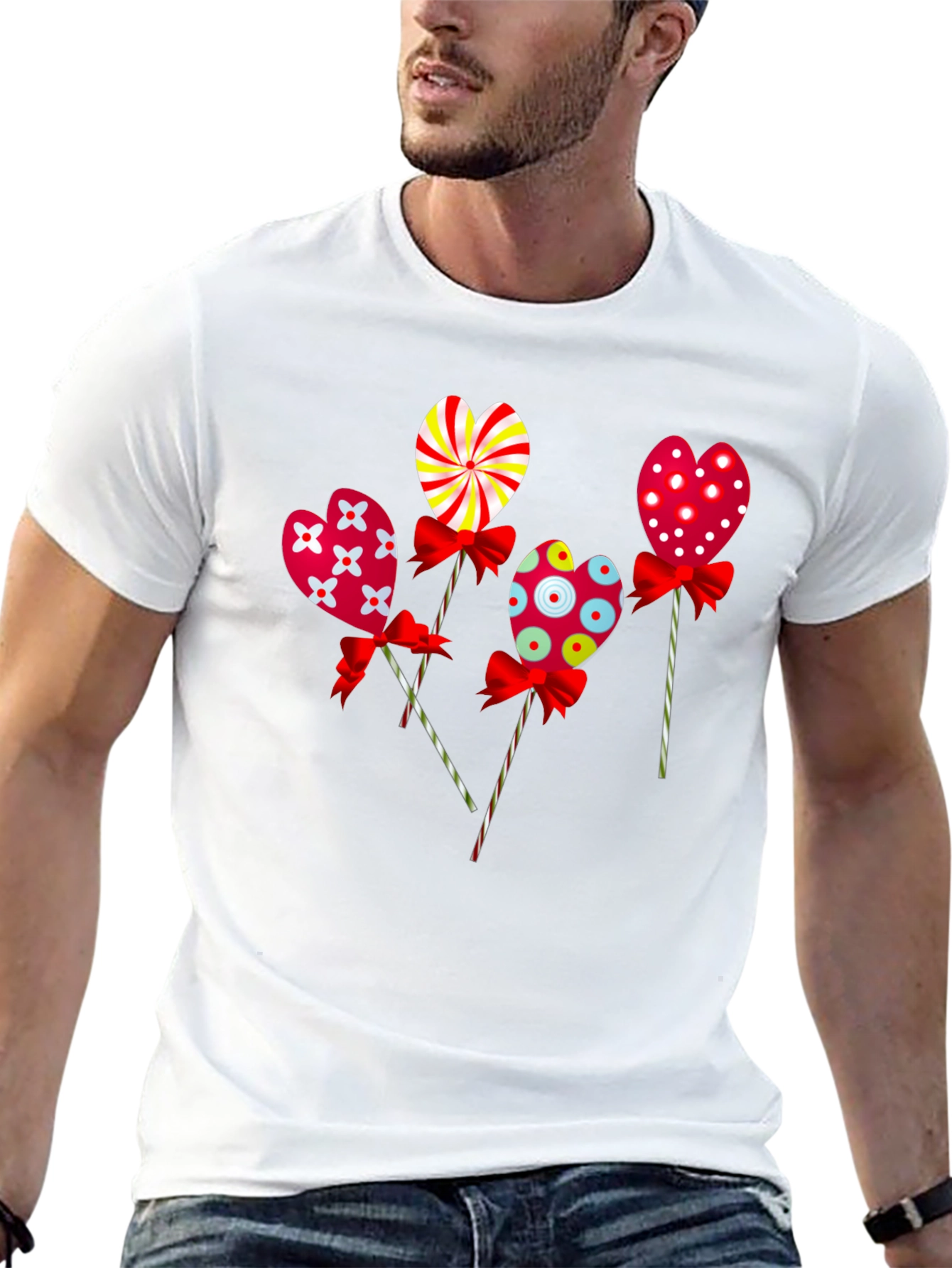 Black Heart Lollipop Graphic Tee - Cute Candy Design view 13