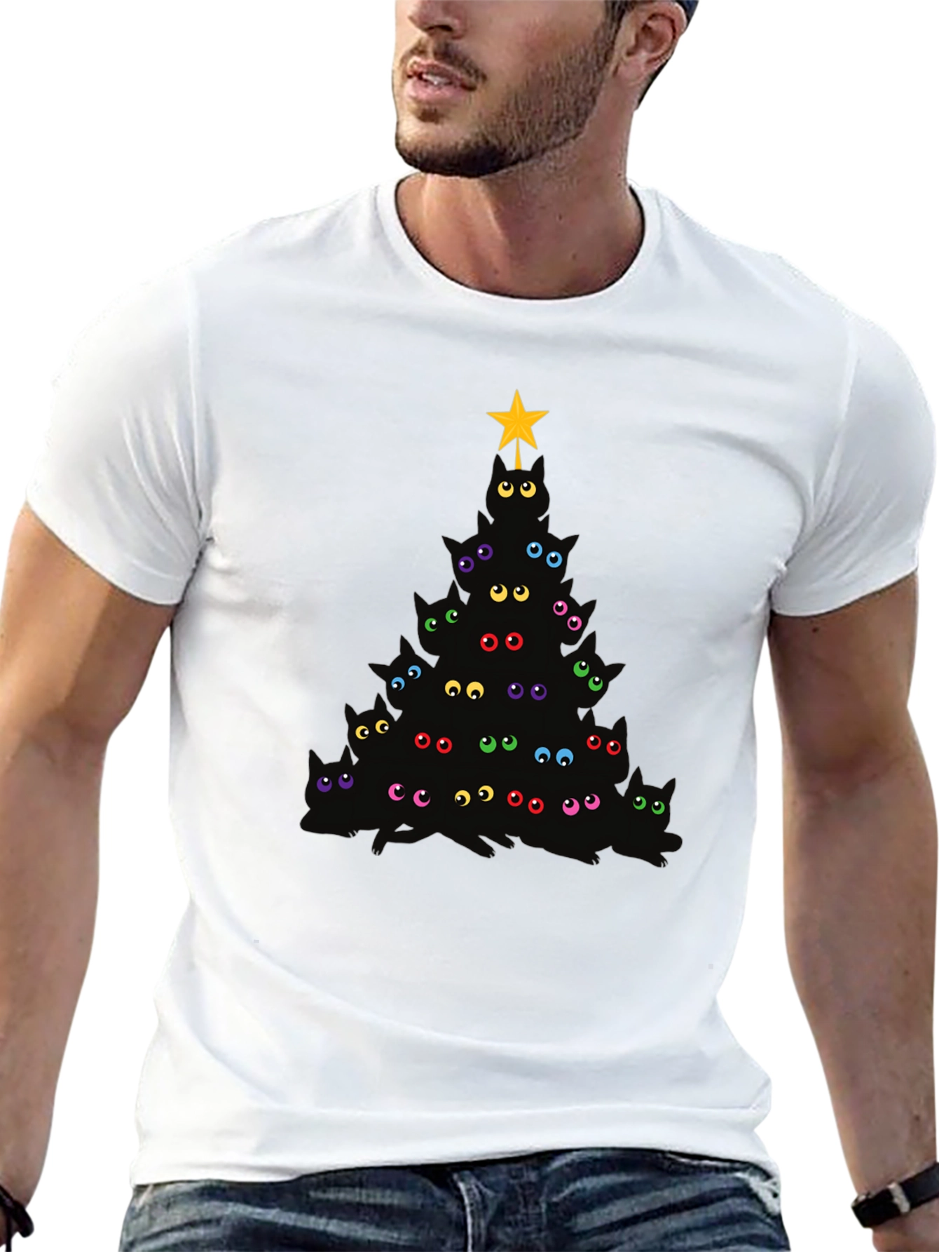 Black Eye See You Christmas Tree Black T-Shirt view 13