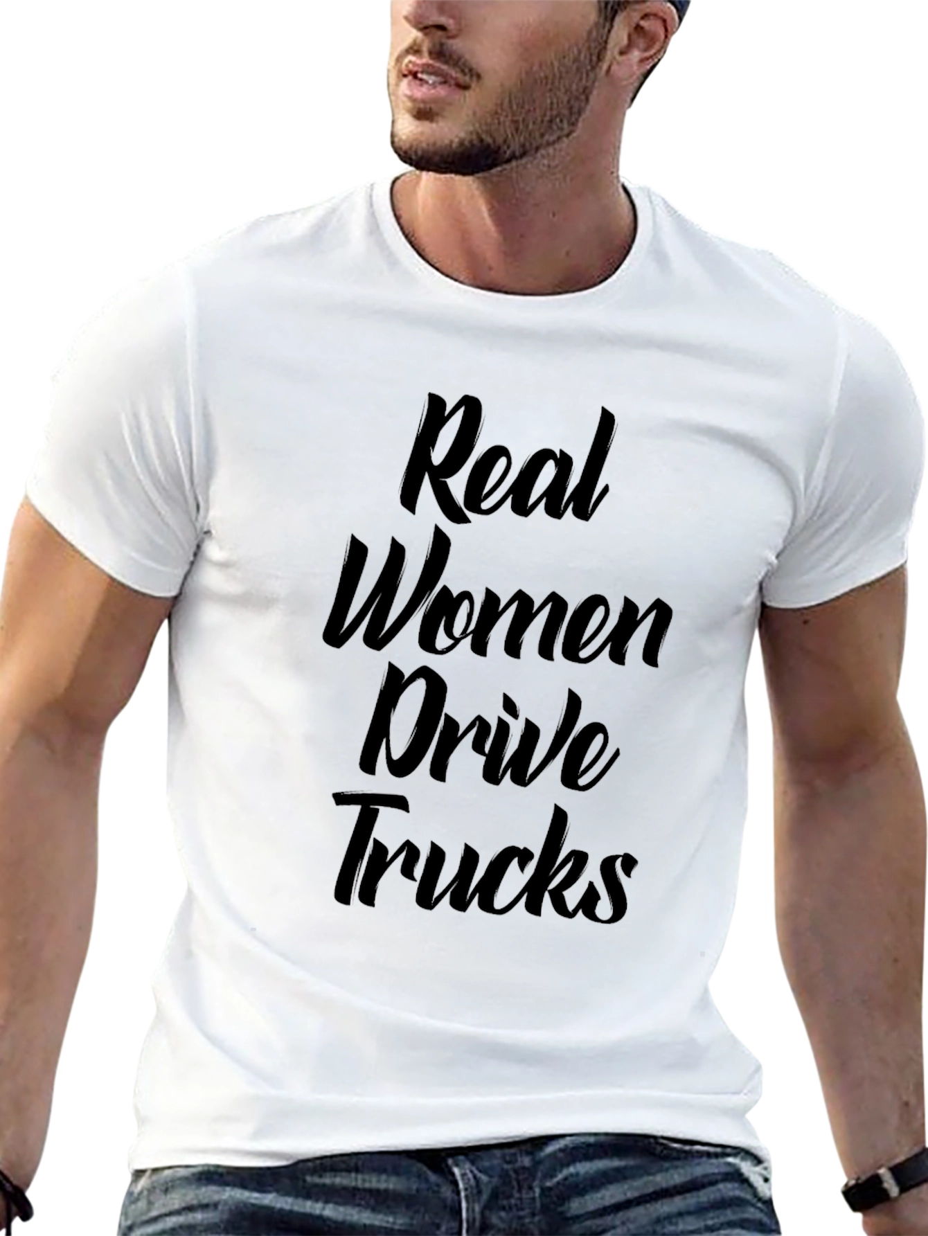 Black Real Women Drive Trucks - Graphic T-Shirt view 13
