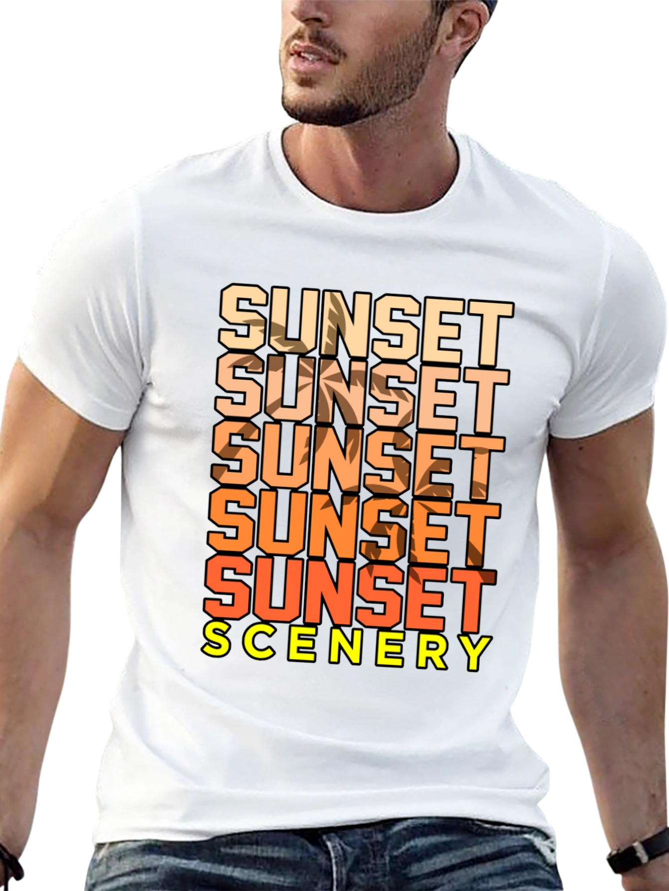 Black Sunset Scenery Graphic T-Shirt - Black view 13
