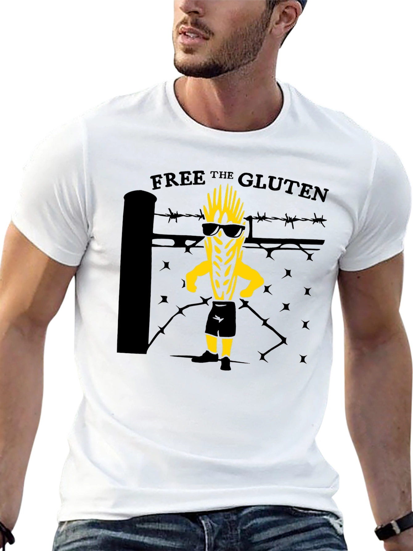 Black Free the Gluten Graphic T-Shirt view 13