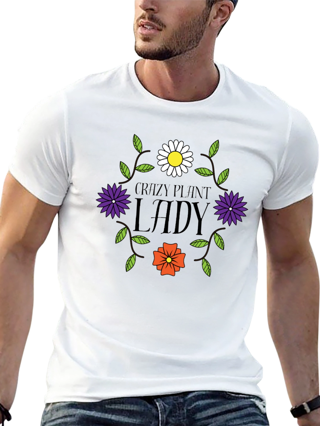 Black Crazy Plant Lady Graphic Tee - Unisex Black T-Shirt view 13