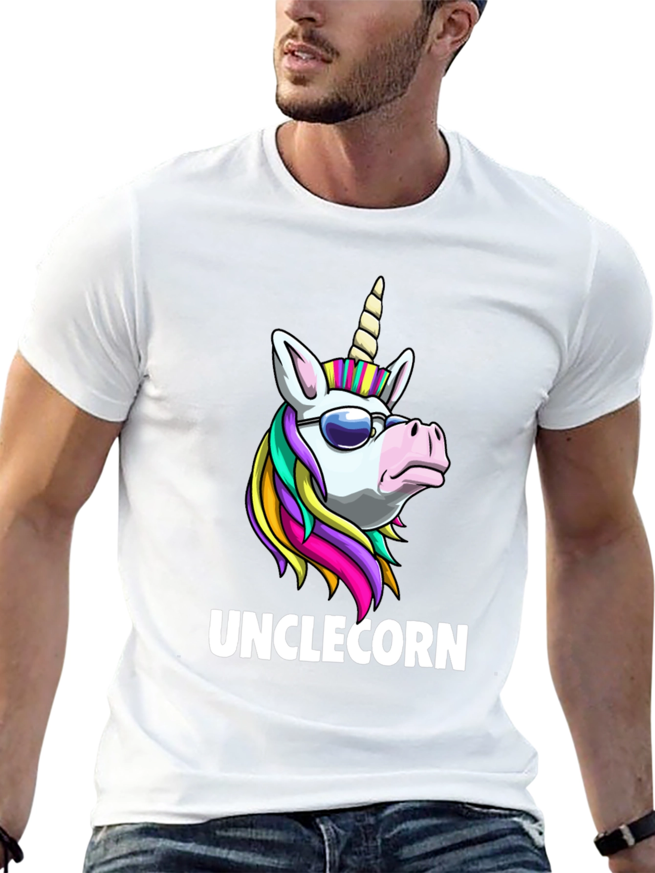 Black Unclecorn T-Shirt - Funny Unicorn Design view 13