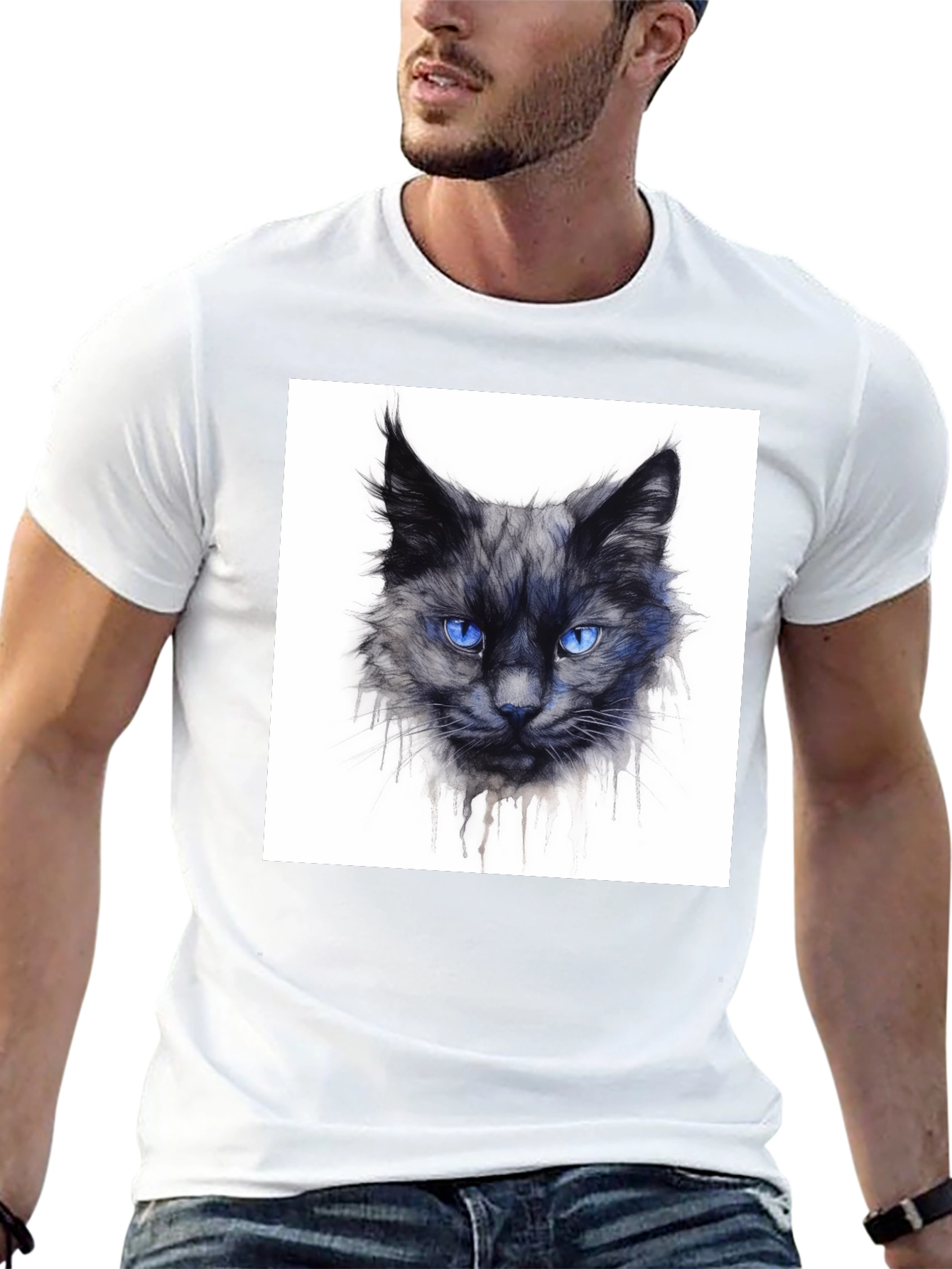 Black Black Cat Graphic Tee - Men's Crew Neck view 13