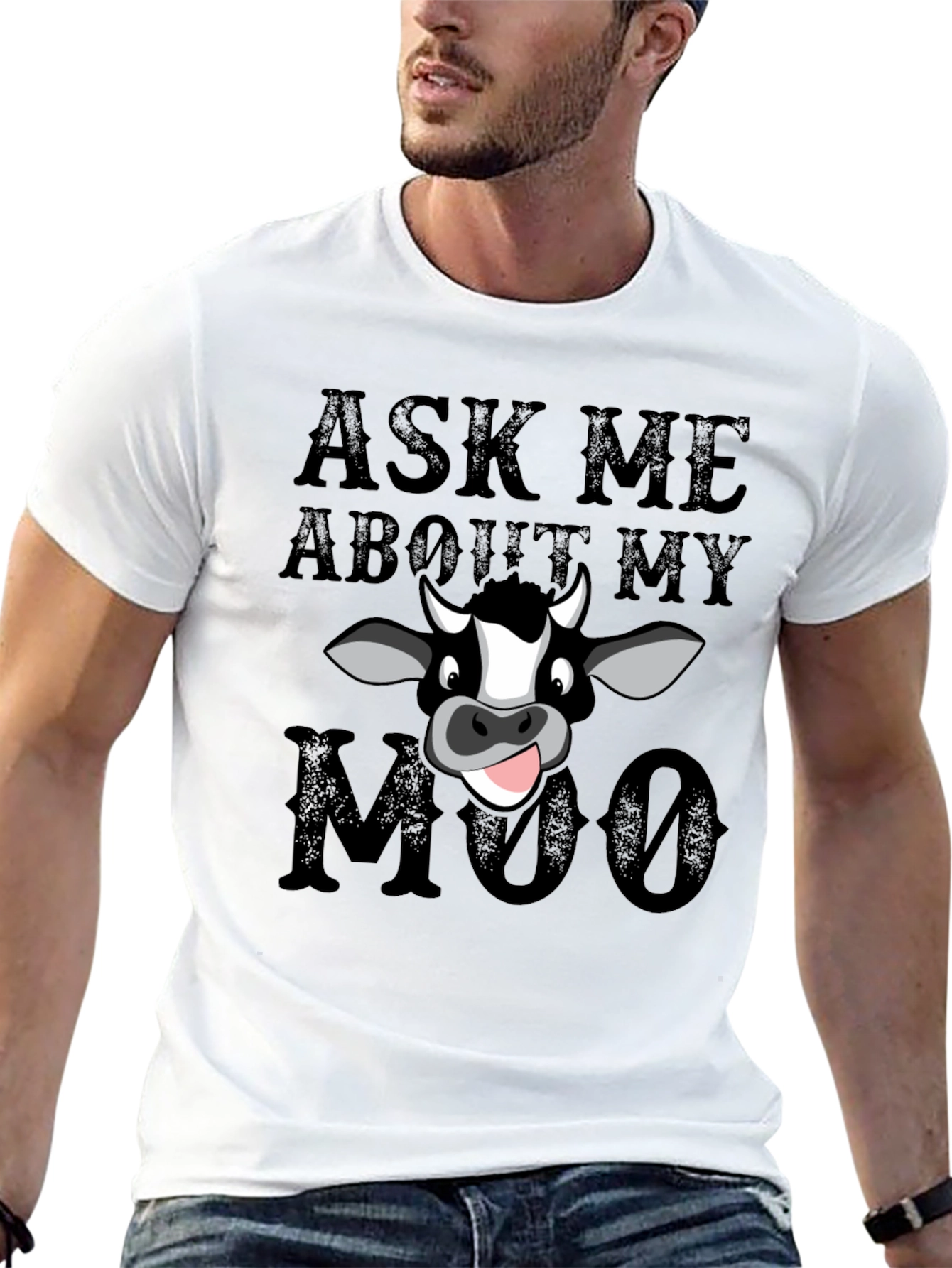 Black Ask Me About My Moo T-Shirt view 13