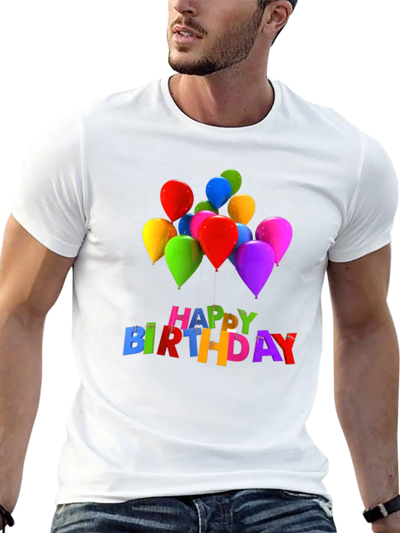 Black Happy Birthday Balloons Graphic Tee - Black view 13