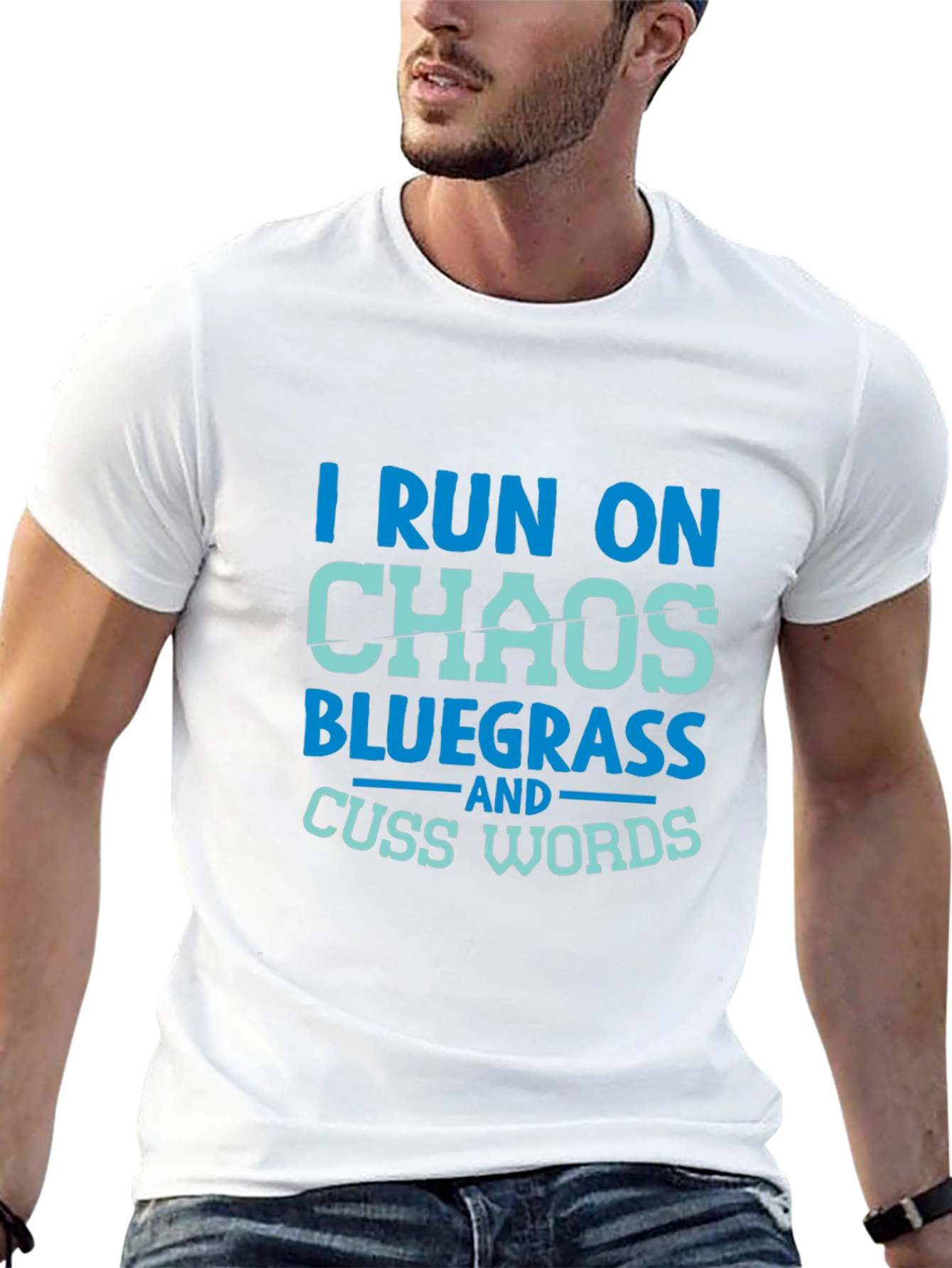 Black I Run on Chaos Bluegrass T-Shirt view 13