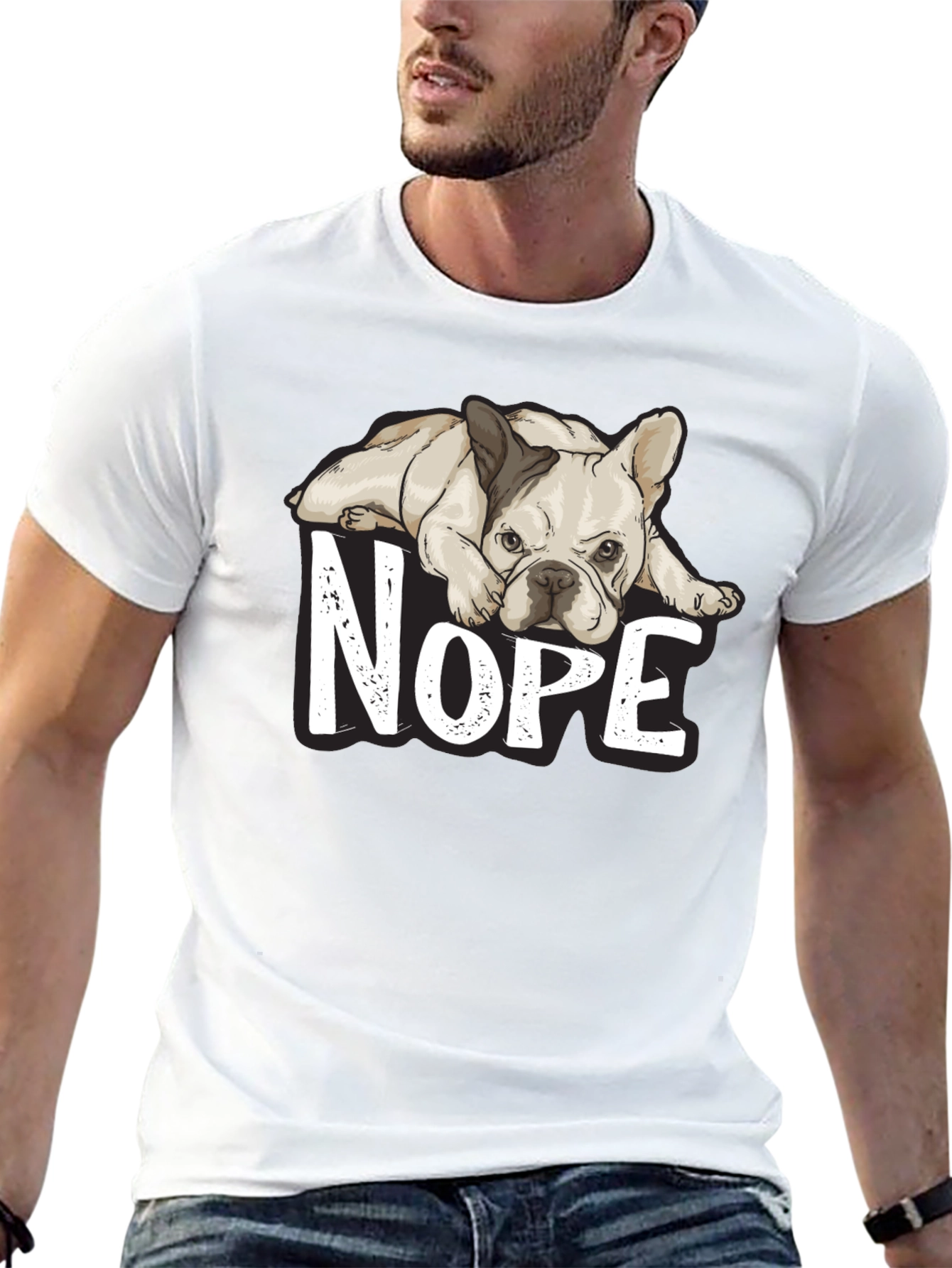 Black Nope French Bulldog Graphic T-Shirt - Cute Dog Tee view 13