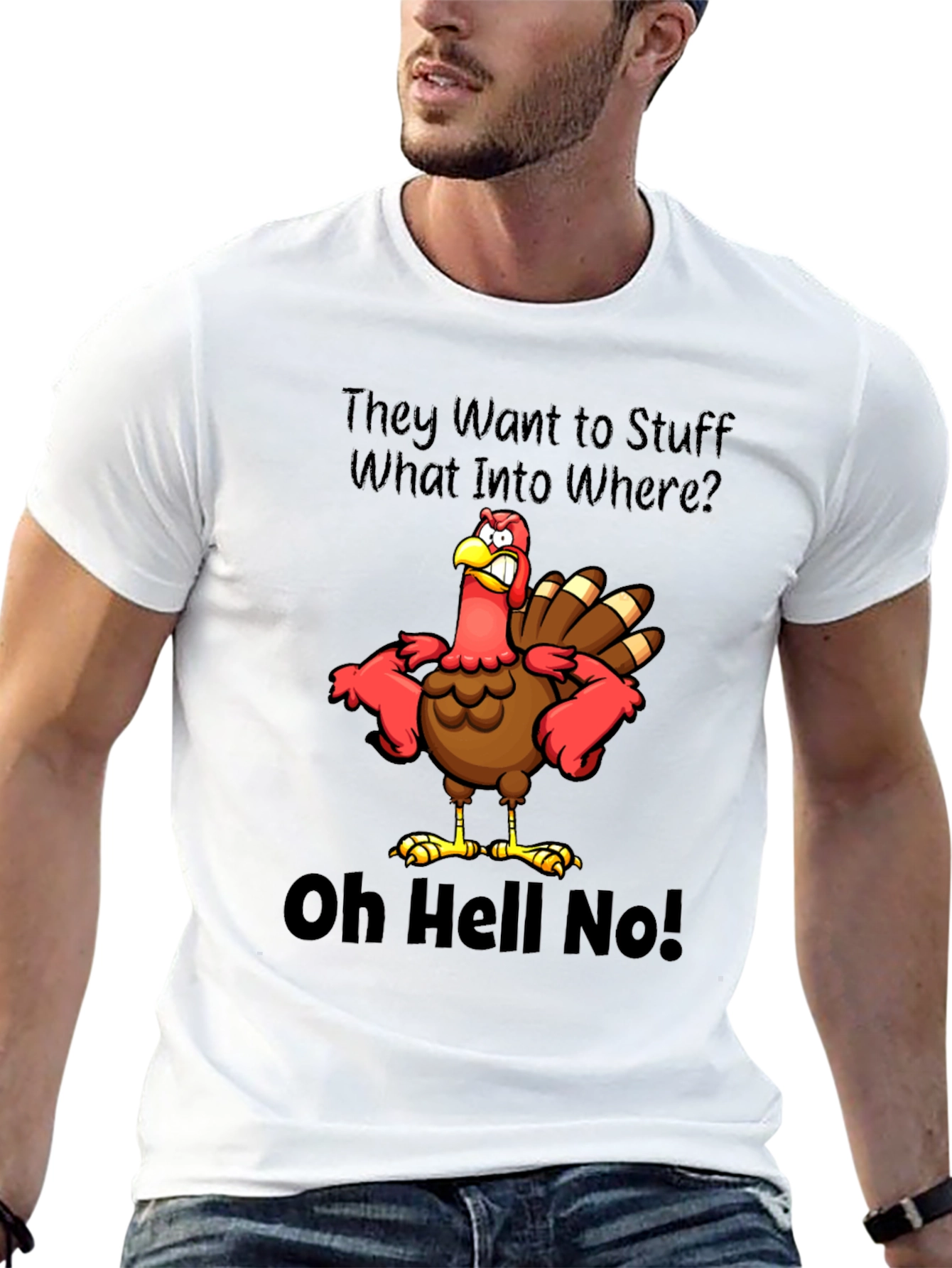 Black Thanksgiving Turkey T-Shirt: Oh Hell No! view 13