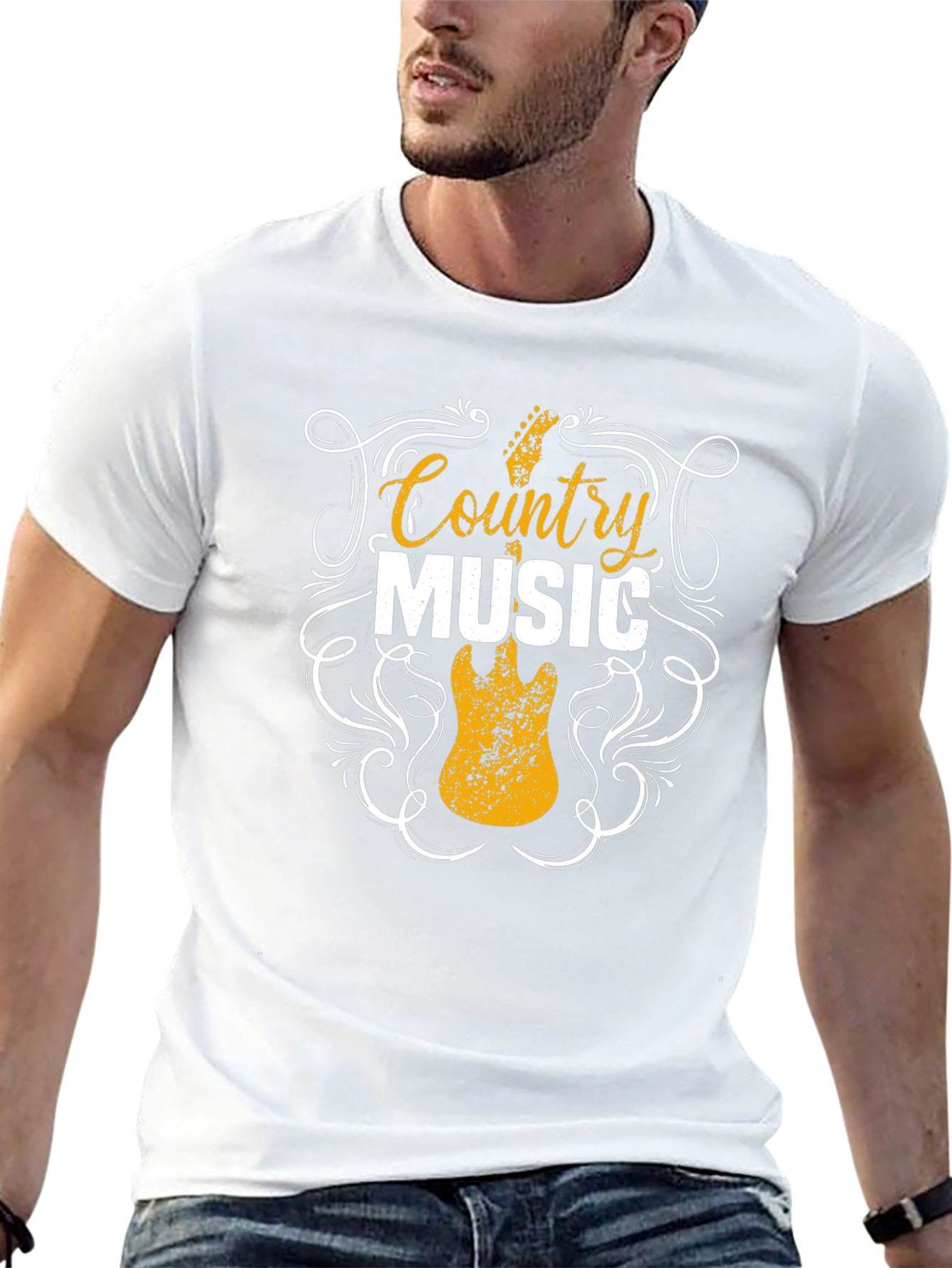 Black Country Music Guitar T-Shirt view 13