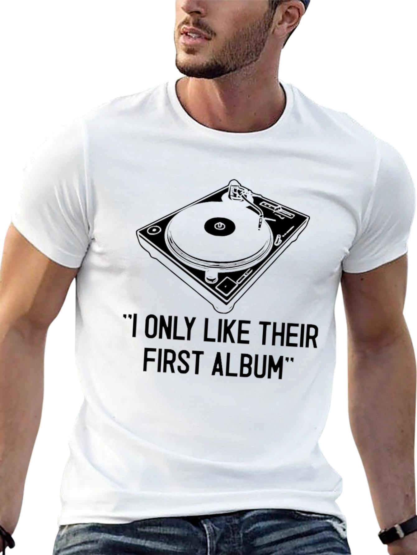 Black Turntable T-Shirt - "I Only Like Their First Album" view 13