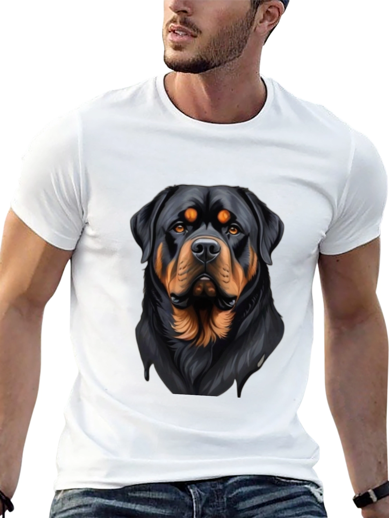 Black Rottweiler Graphic Print Black T-Shirt view 13