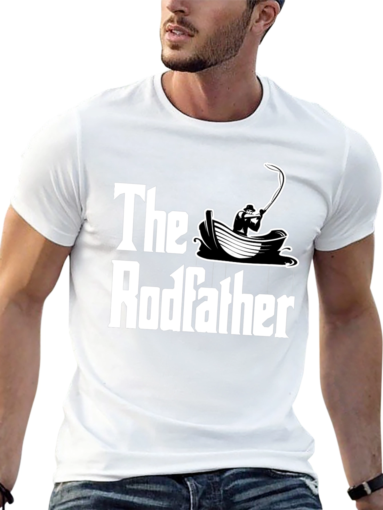 Black The Rodfather T-Shirt Fishing Design view 13