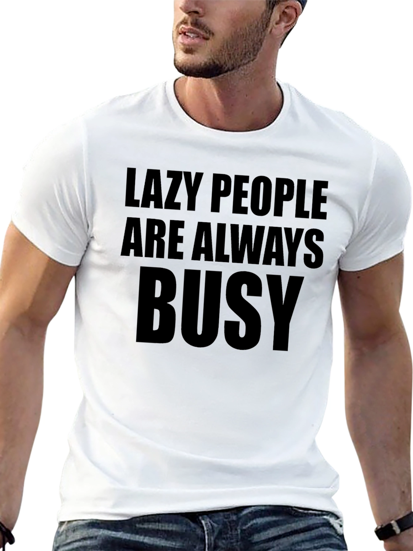 Black Lazy People Always Busy Graphic Tee view 13