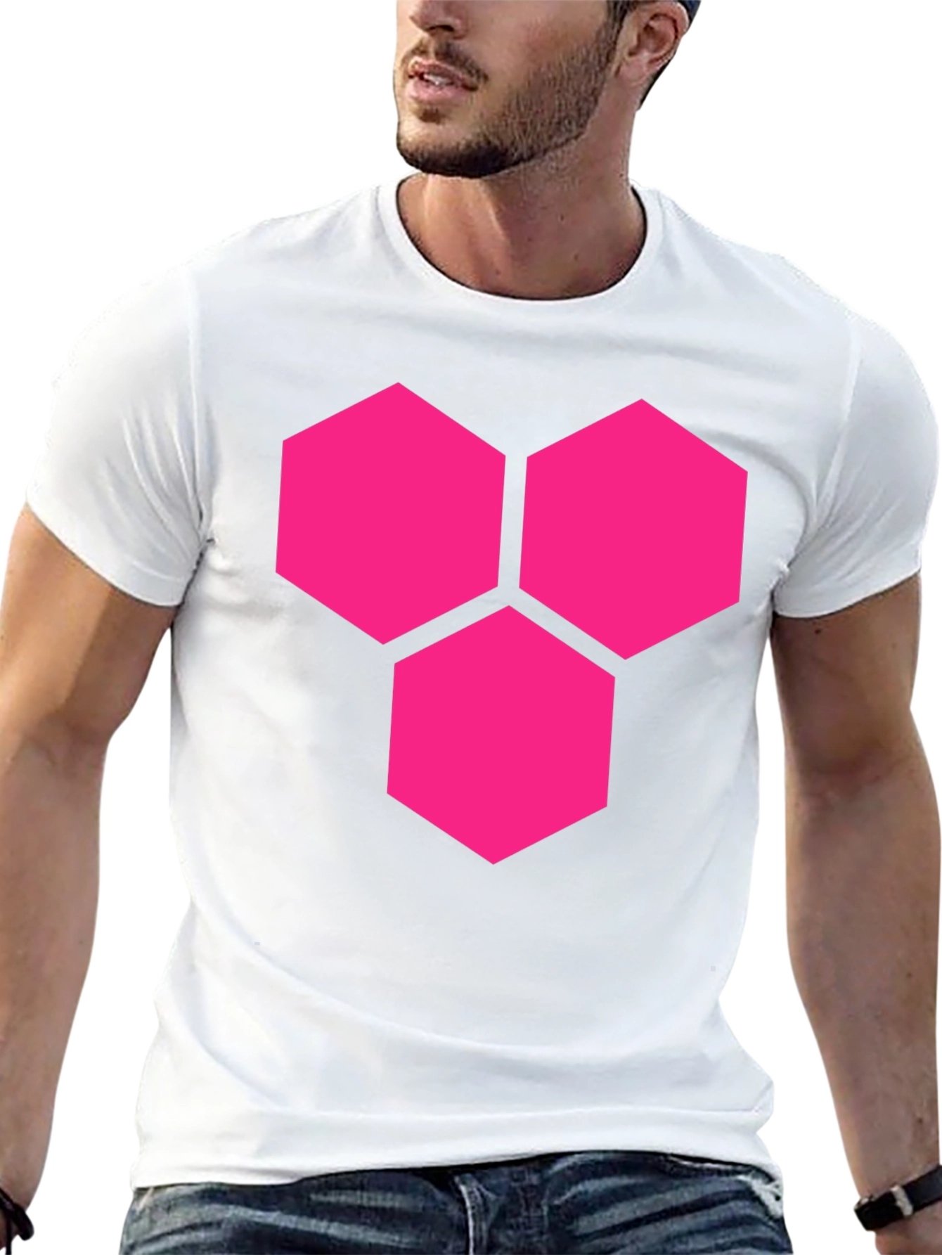 Hexagon Cluster Graphic Tee - Bold Style, Black Shirt - 13